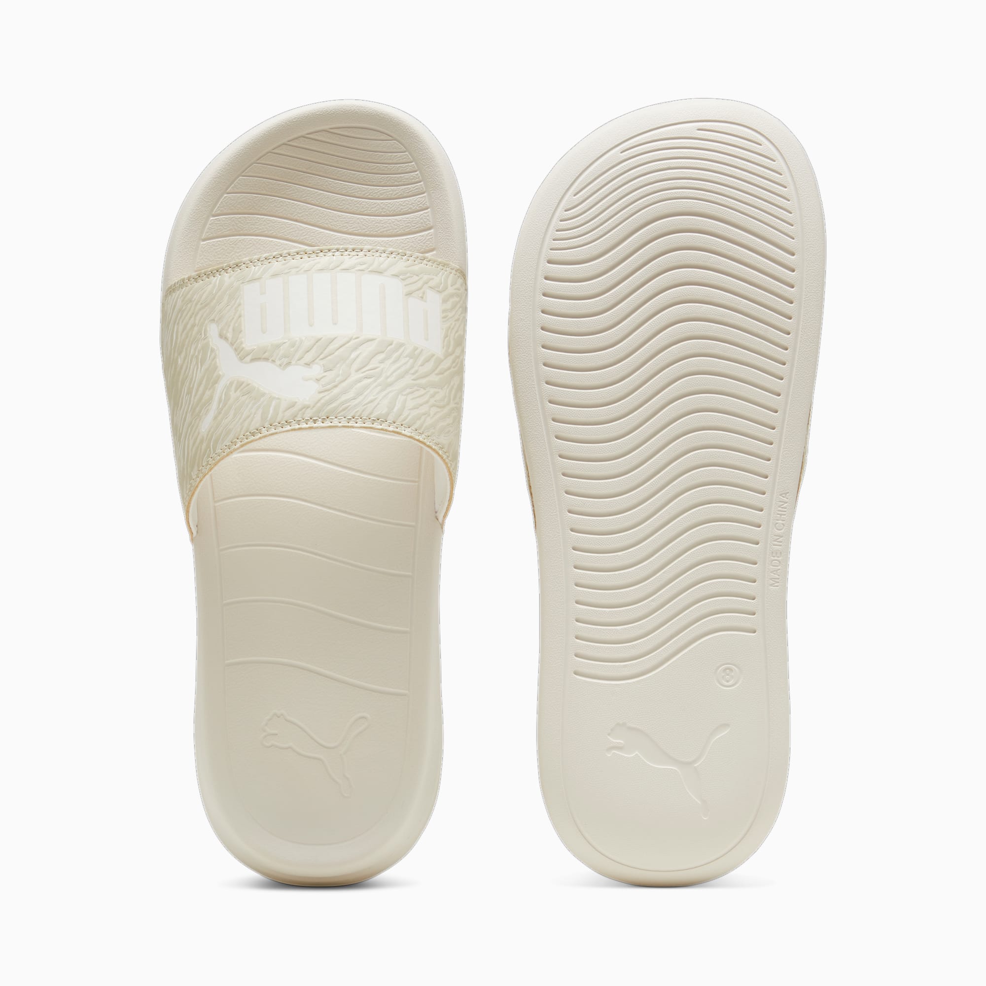 White fluffy puma slides store