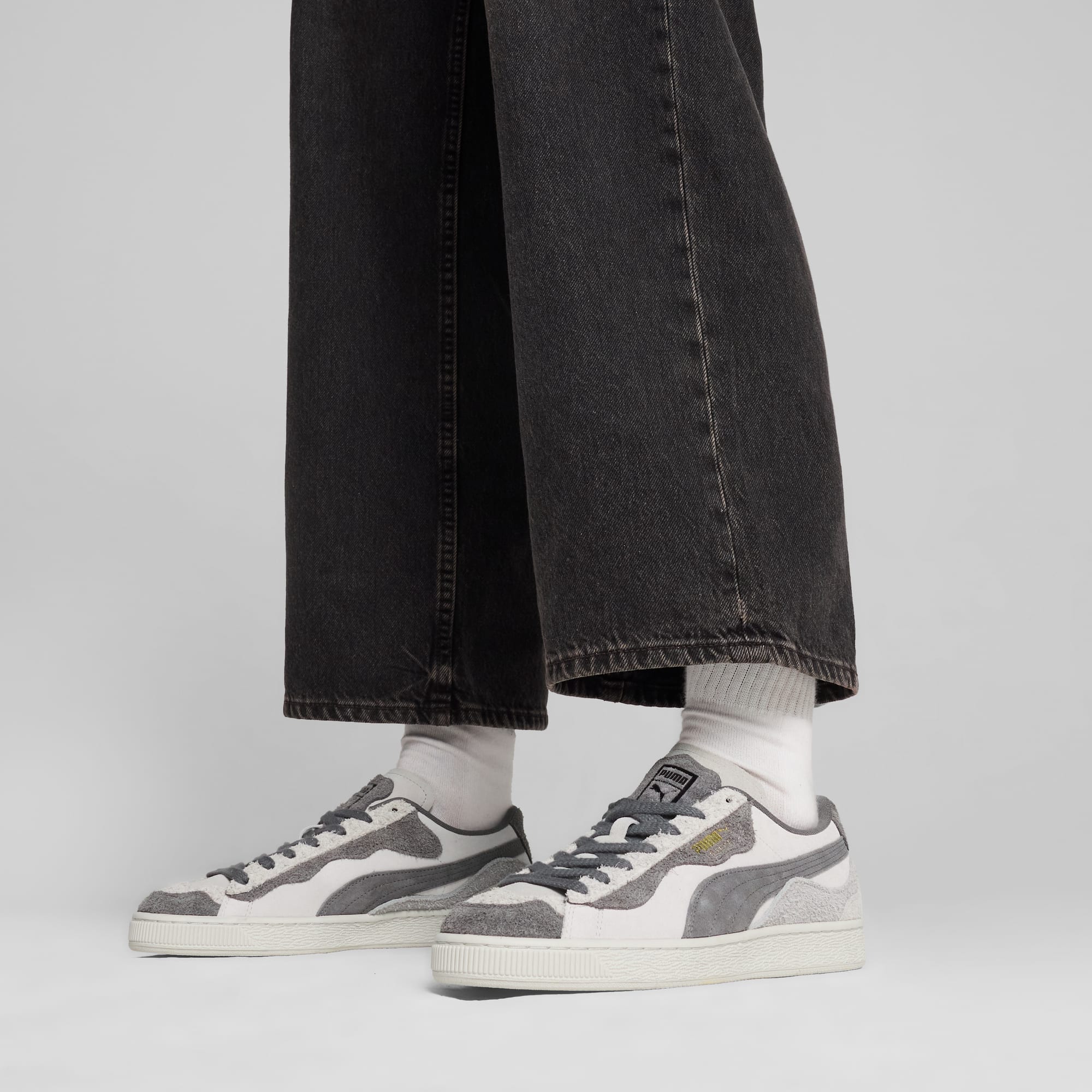Suede Trippy Sneakers, Feather Gray-Cool Dark Gray-Feather Gray, large