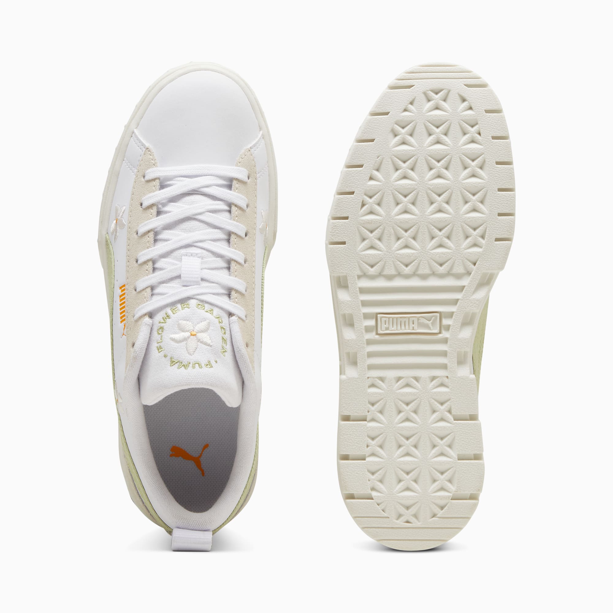 Puma Mayze Embroidery Sneakers Women White Pistachio Green 8