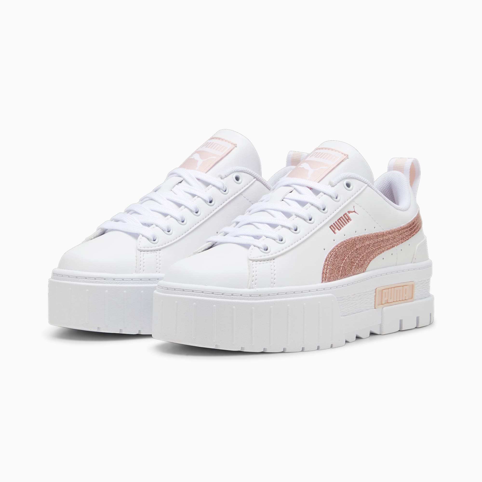 Mayze Glitter sneakers voor jongeren, PUMA White-Rose Gold, large