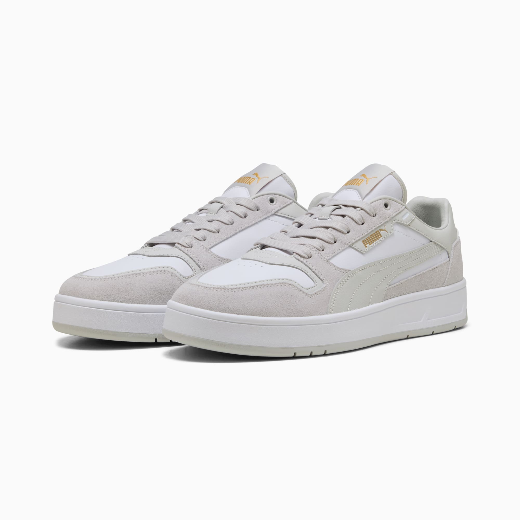 Court Classic Suede sneakers uniseks, PUMA White-Glacial Gray-PUMA Gold, large