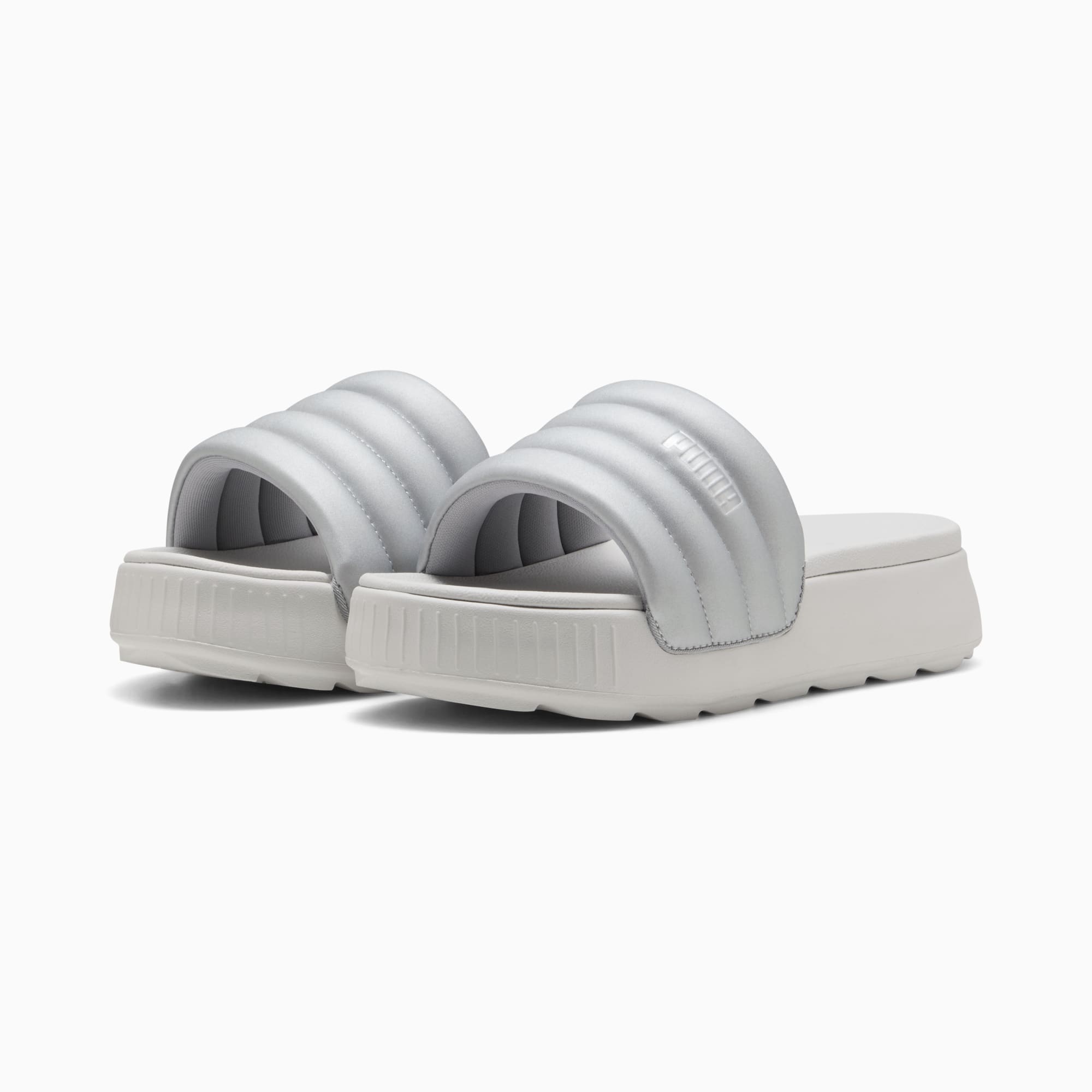 Claquettes Karmen Puffy Aqua Metallics Femme, PUMA Silver-Feather Gray, large