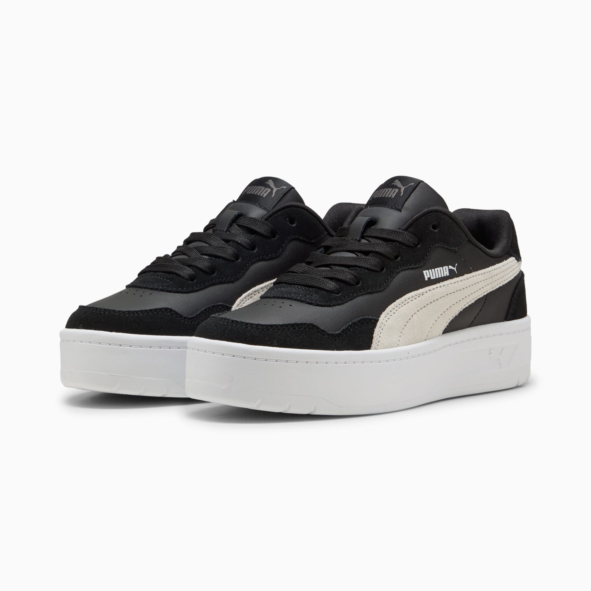 Court Lally Skye Suede Sneakers Women, PUMA Black-PUMA White, large
