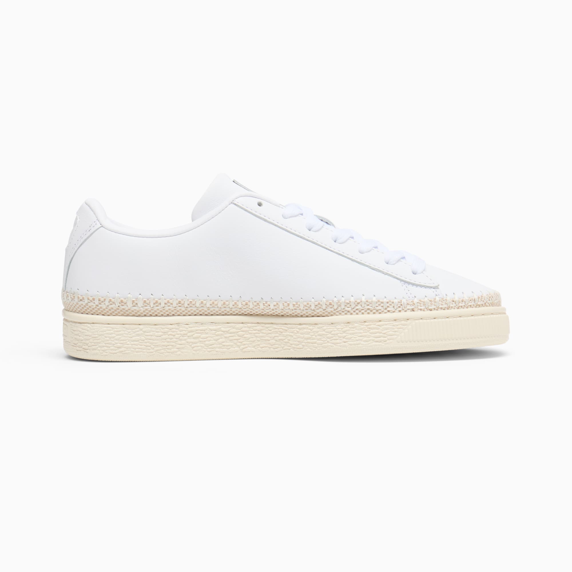 Puma Basket Trim Seaside Drills Sneakers White Alpine Snow Gold 9.5