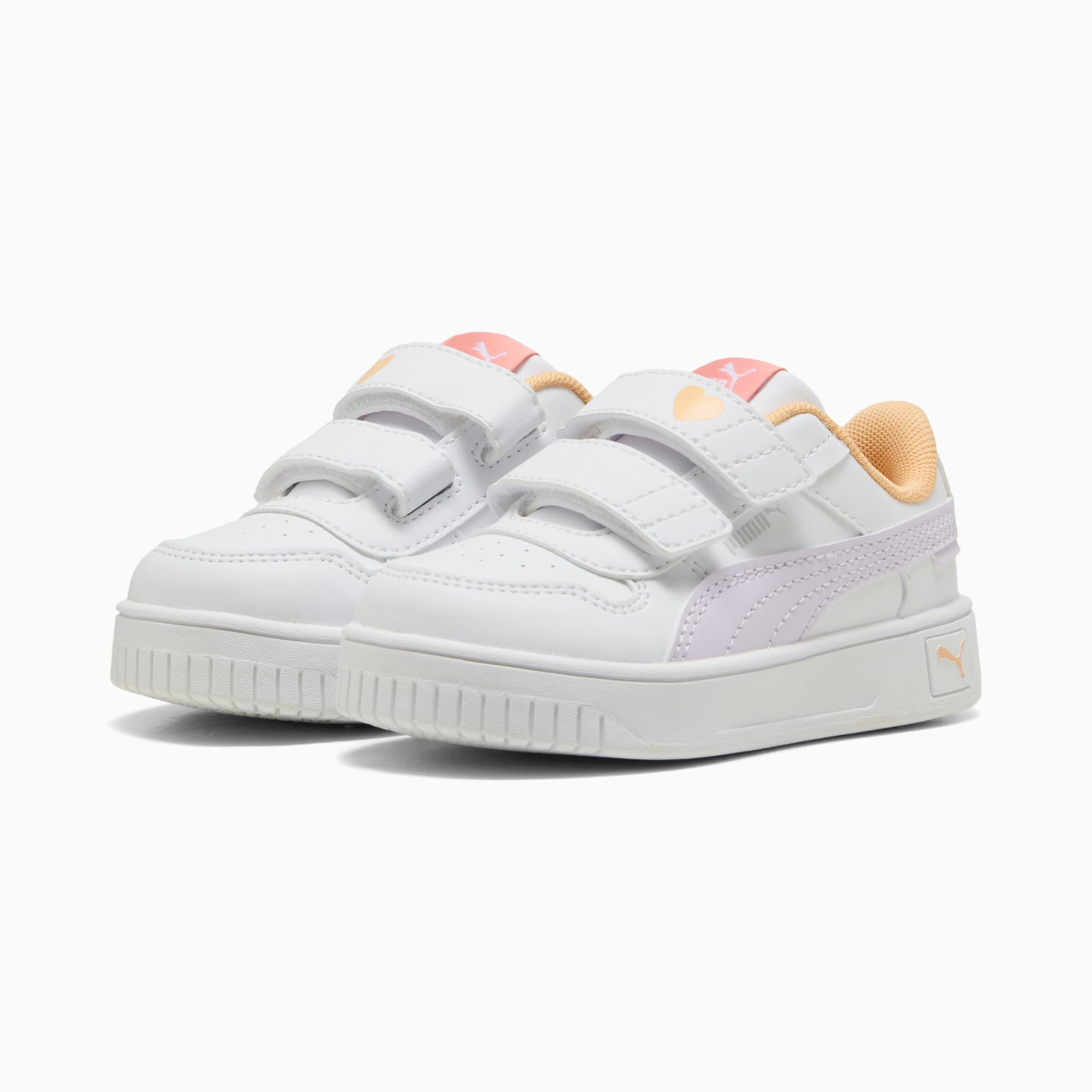 Carina Street Lacey sneakers voor kleuters, PUMA White-Lilac Frost-Almost Apricot, large