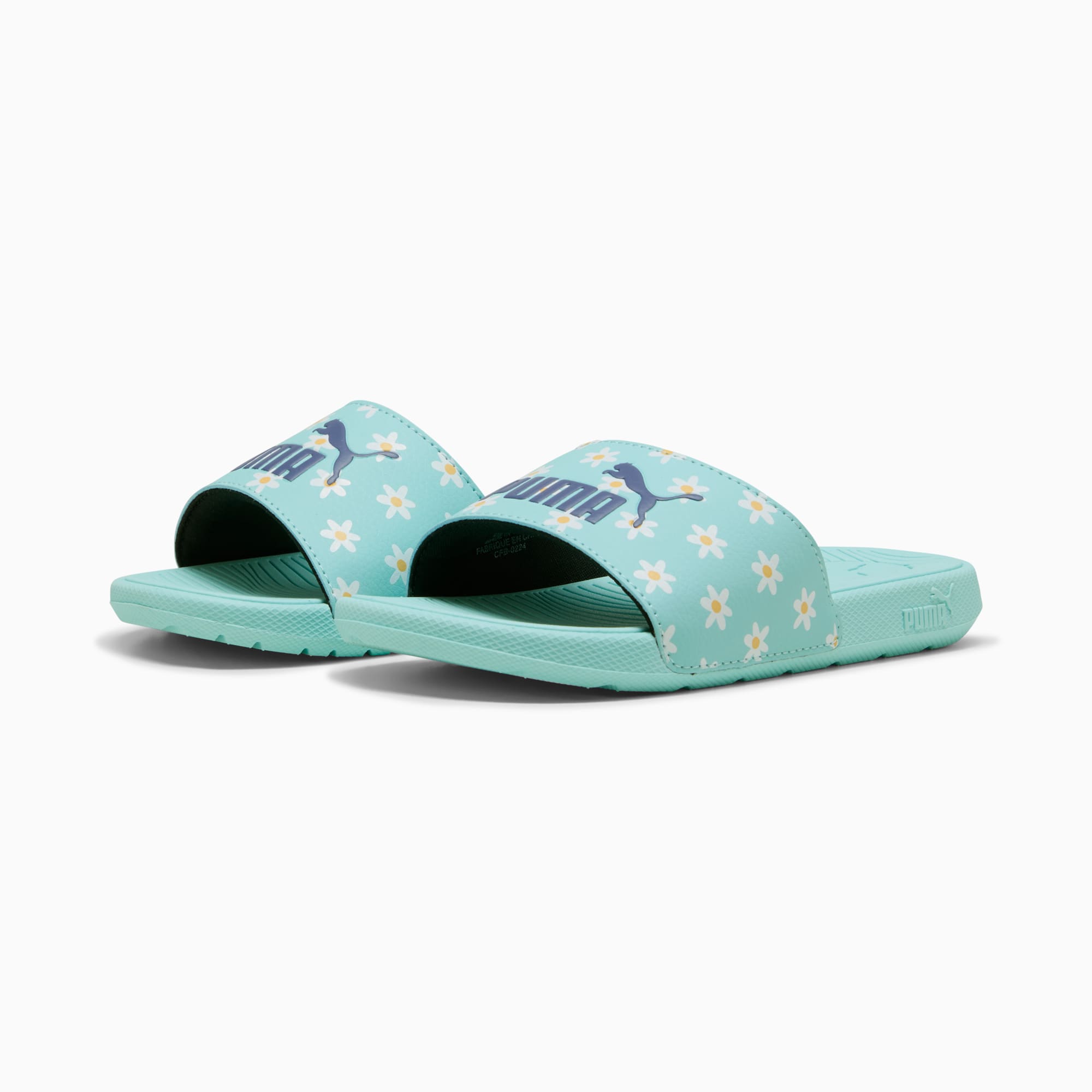 Cool Cat 2.0 Daisies Slides Kids, Safe Lake-Blue Crystal-PUMA White-Almost Apricot, large