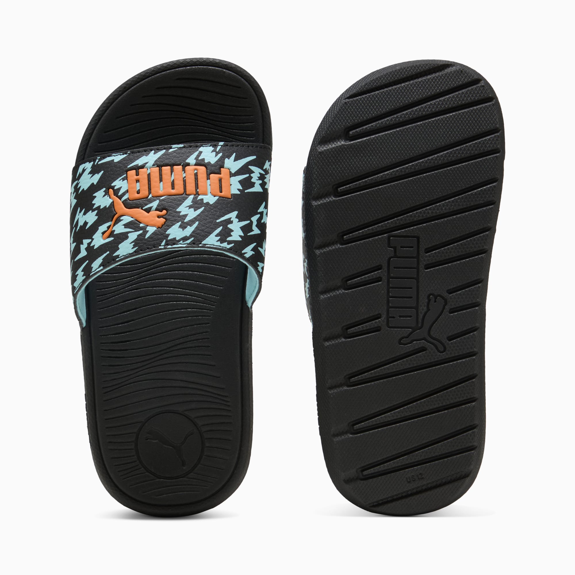 Cool Cat 2.0 Poised 2 Race Slides Kids, PUMA Black-Orange Glo-Safe Lake, large