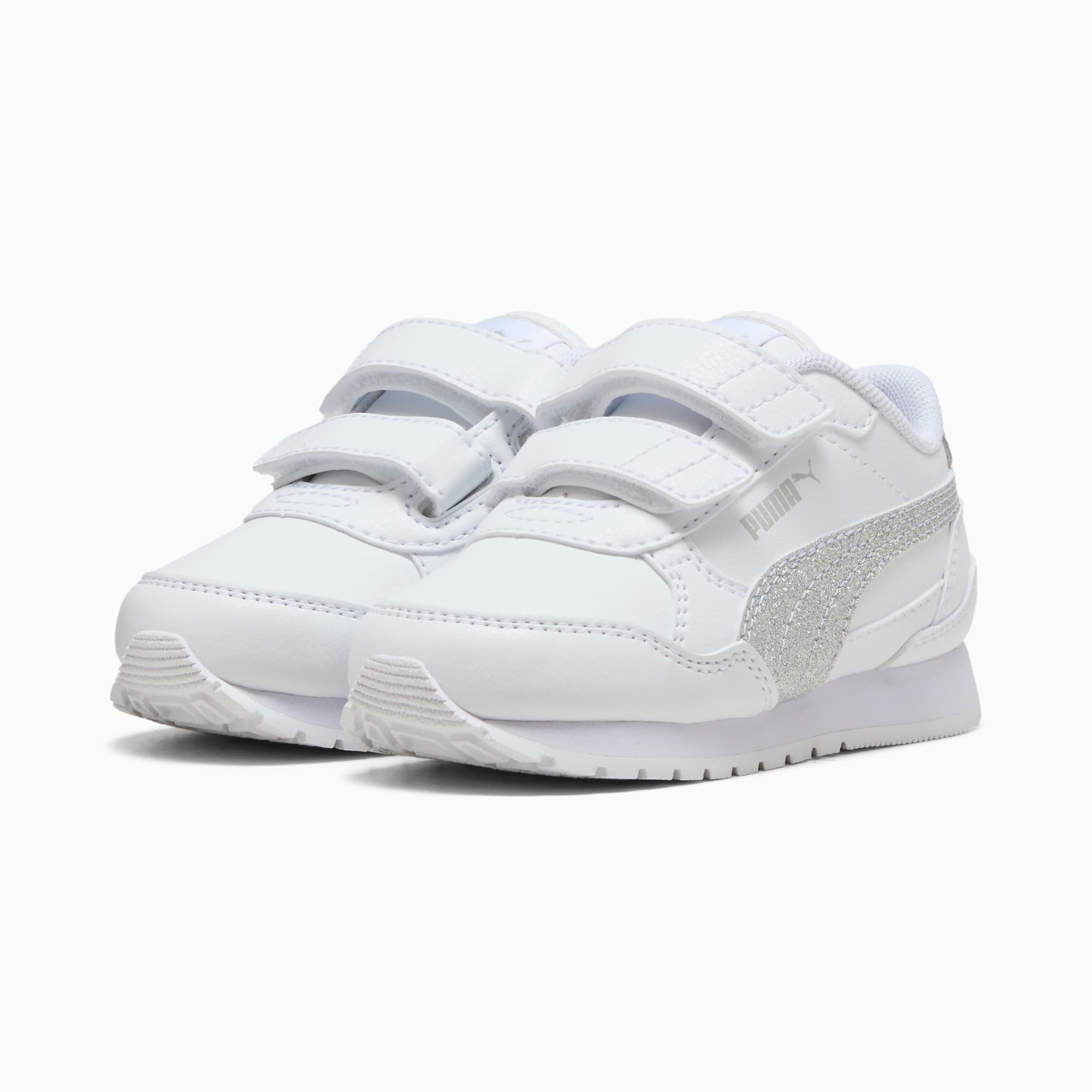 Sneakers ST Runner v4 Glitter Enfant, PUMA White-PUMA Silver-Cool Light Gray, large