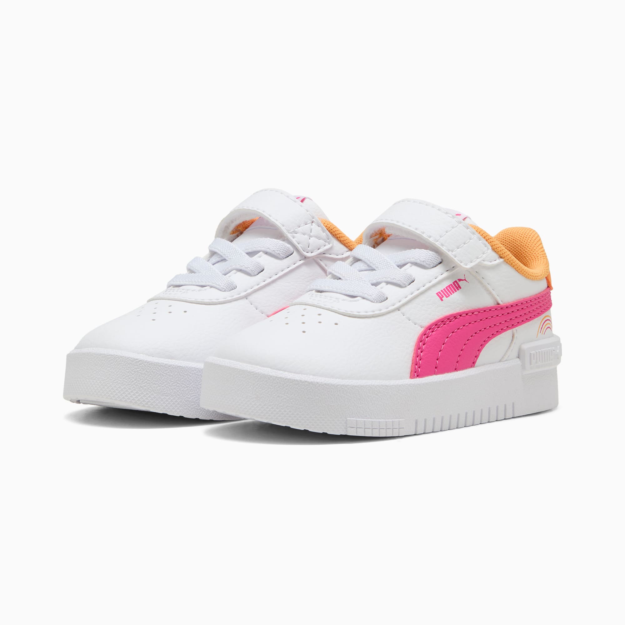 Jola Colorful Rainbow Sneakers Toddlers, PUMA White-Glowing Pink-Clementine, large
