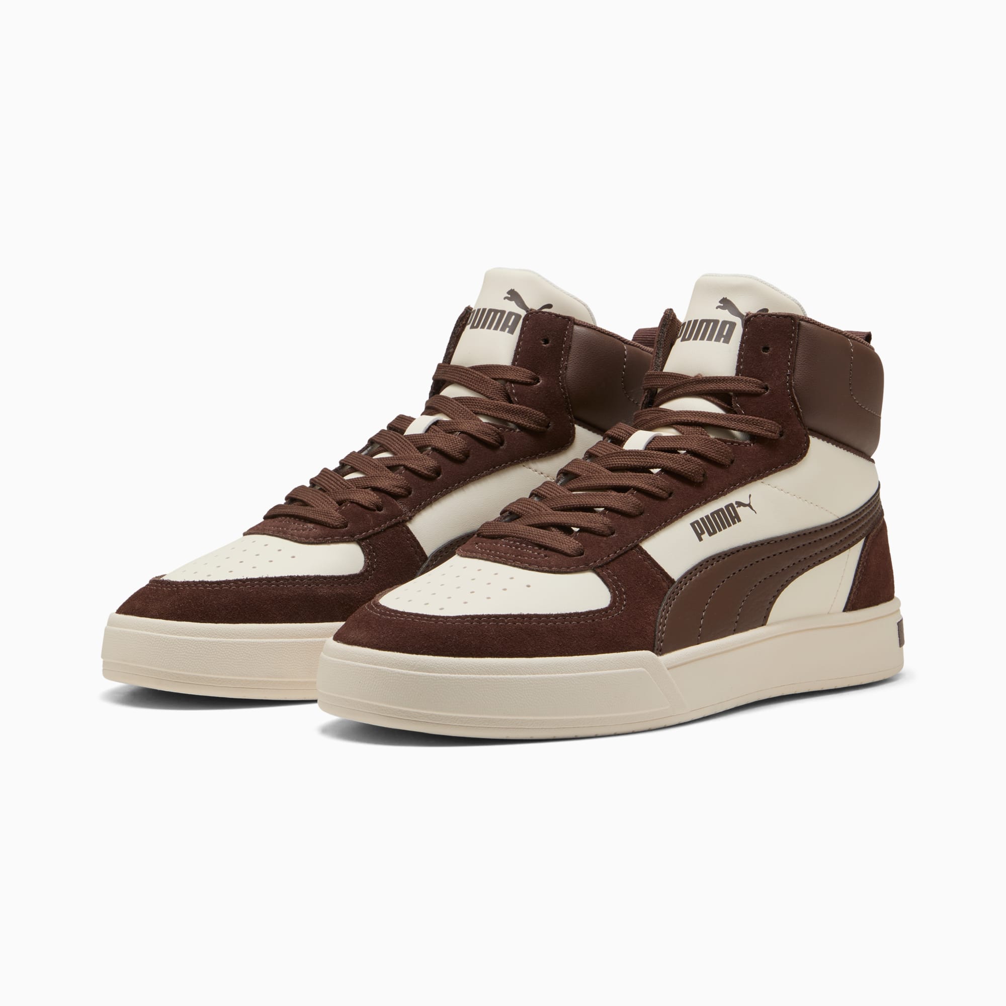 Caven Mid Sneakers, Frosted Ivory-Espresso Brown, large