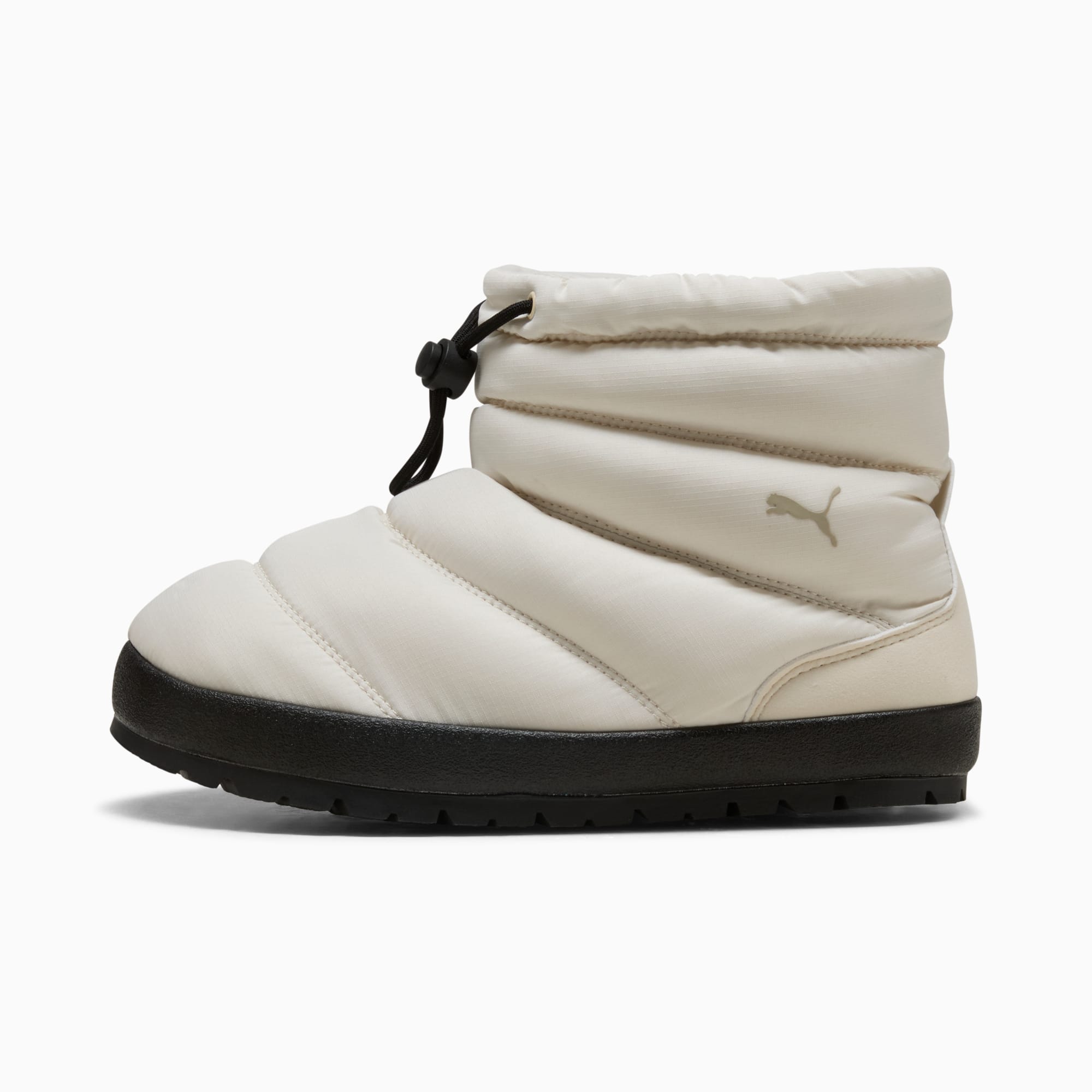 Off-white PUMA slipper boot for adults, quilted with toggle fastening.