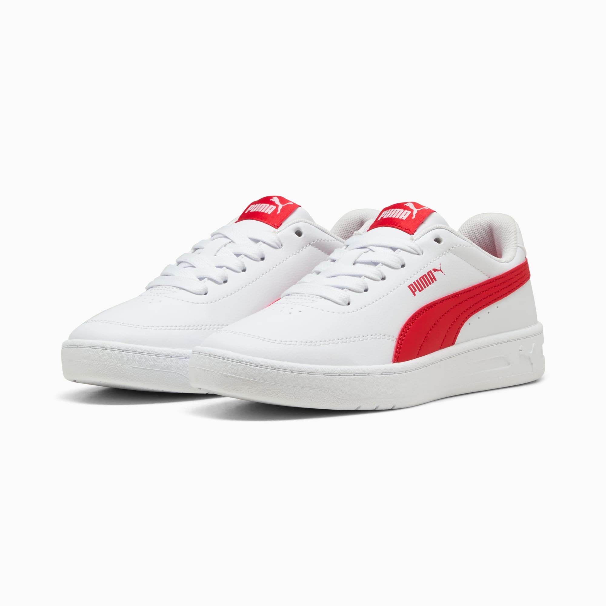 Sneakers Court Classic Clean Enfant et Adolescent, PUMA White-For All Time Red, large
