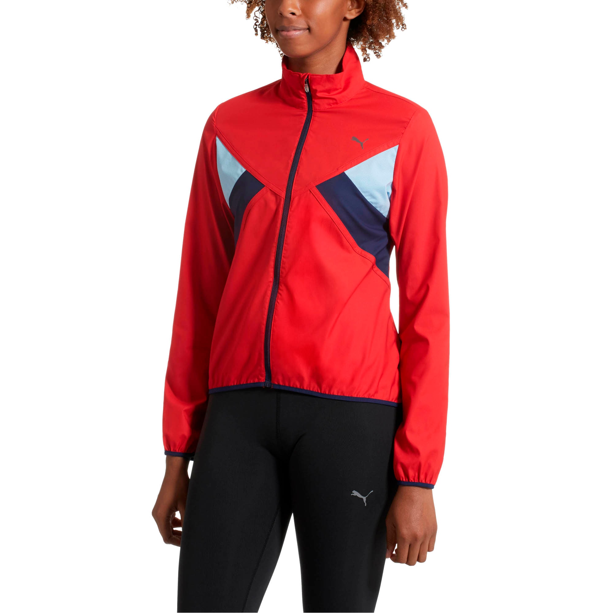 IGNITE Zip-Up Women's Running Wind Jacket, Ribbon Red-Peacoat-CERULEAN, large-SEA