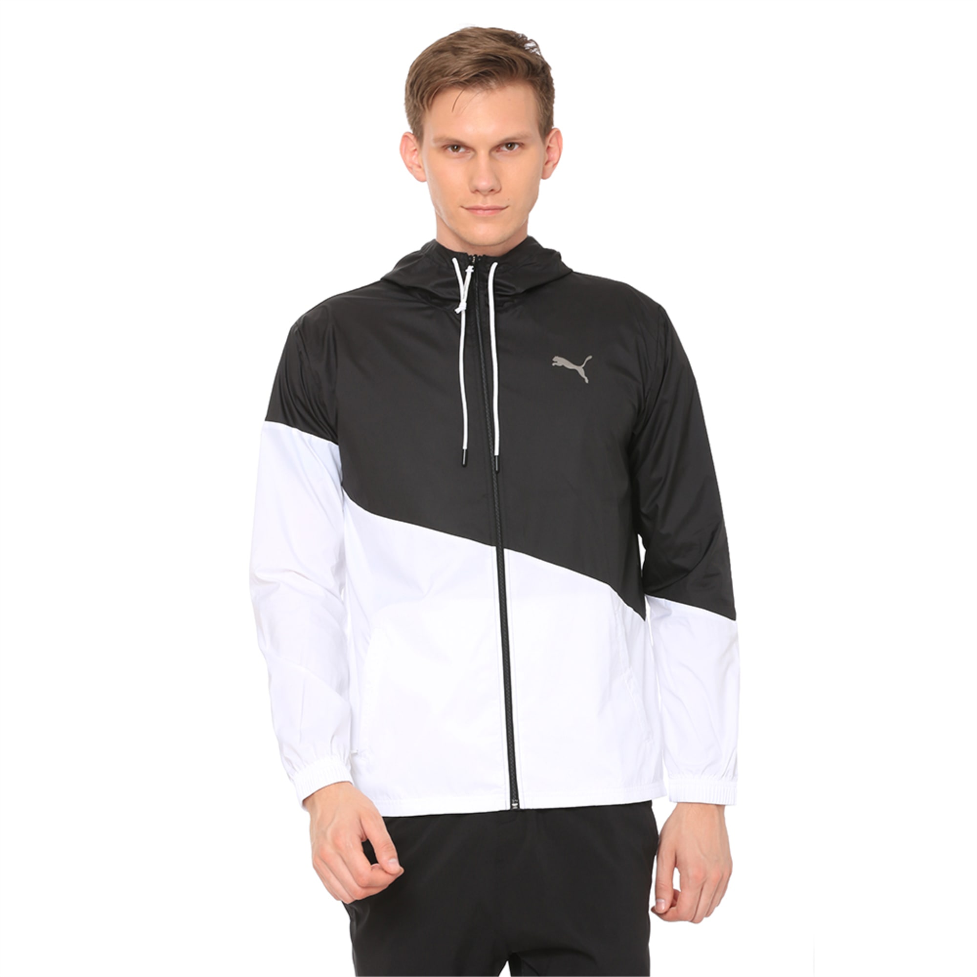 puma black and white windbreaker
