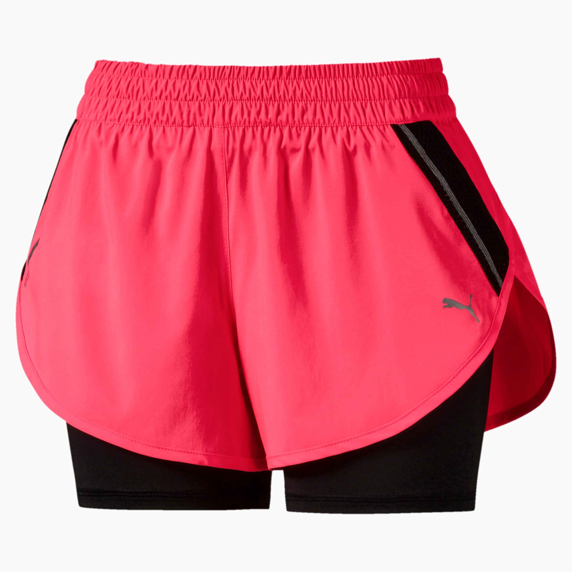 Last Lap Woven 2-in-1 Women's Running Shorts, Pink Alert-Puma Black, large-SEA