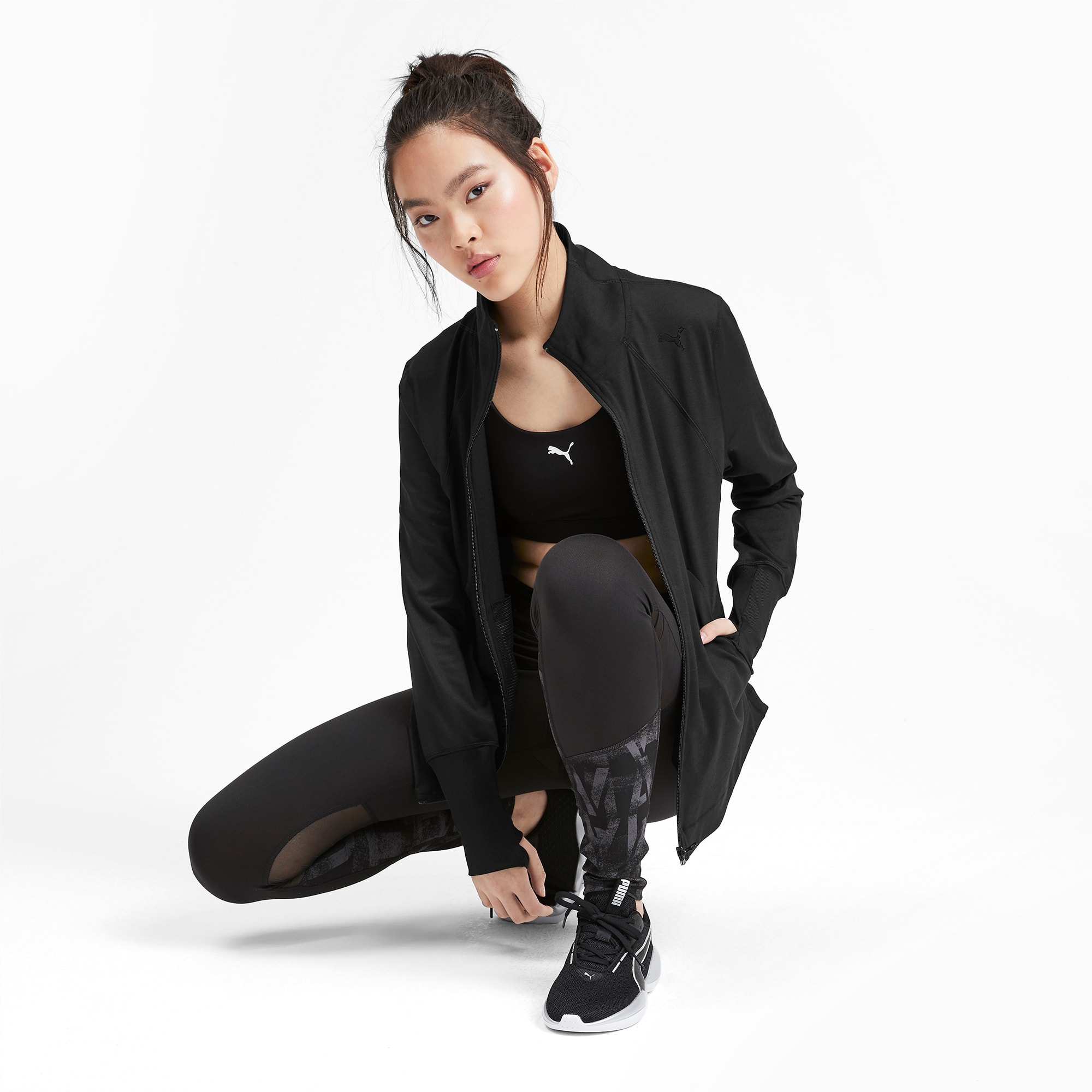 PUMA Studio Knit Damen Jacke Schwarz PUMA Studio Knit Damen Jacke Schwarz