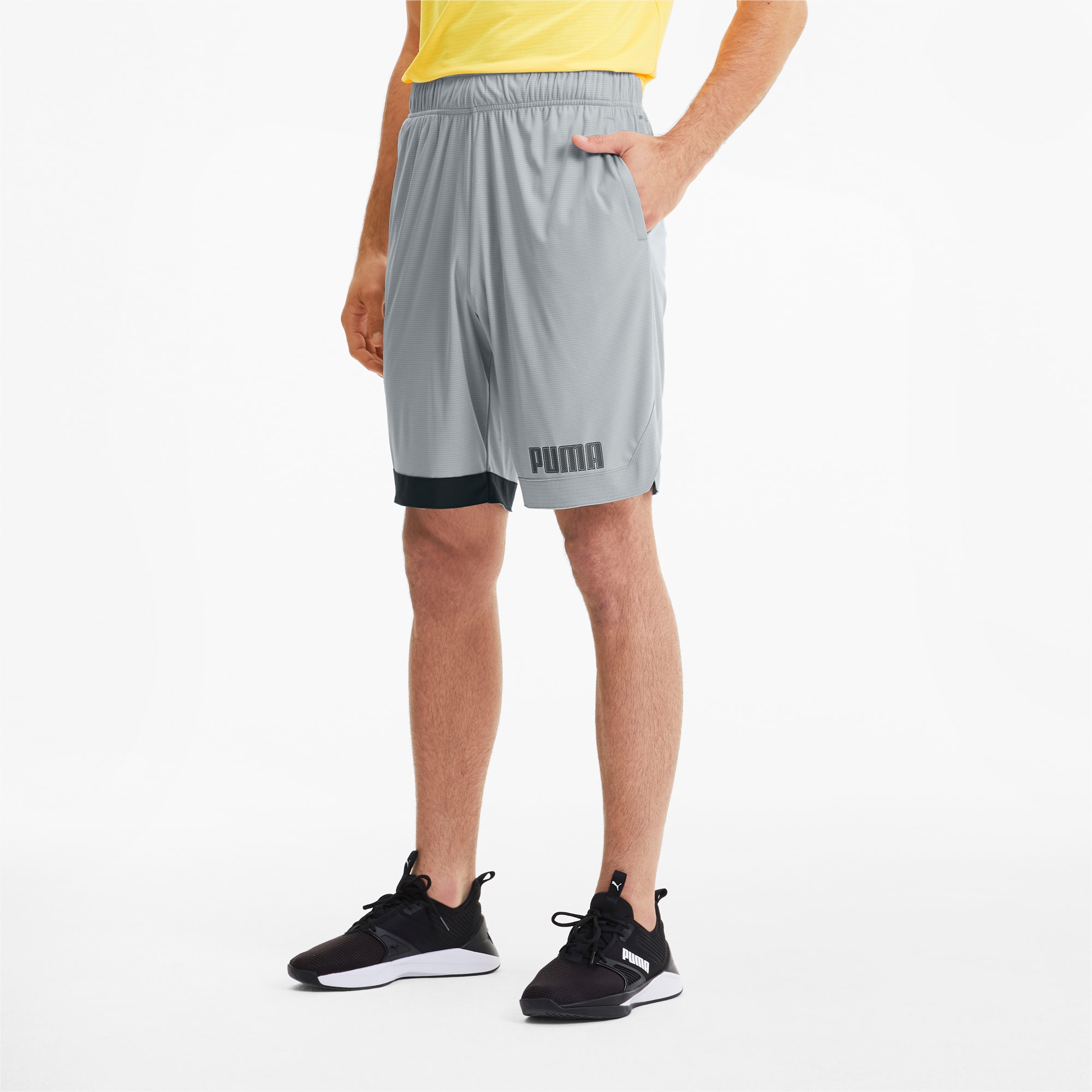 Puma Downtown Color Block Logo Shorts in beige-Neutral