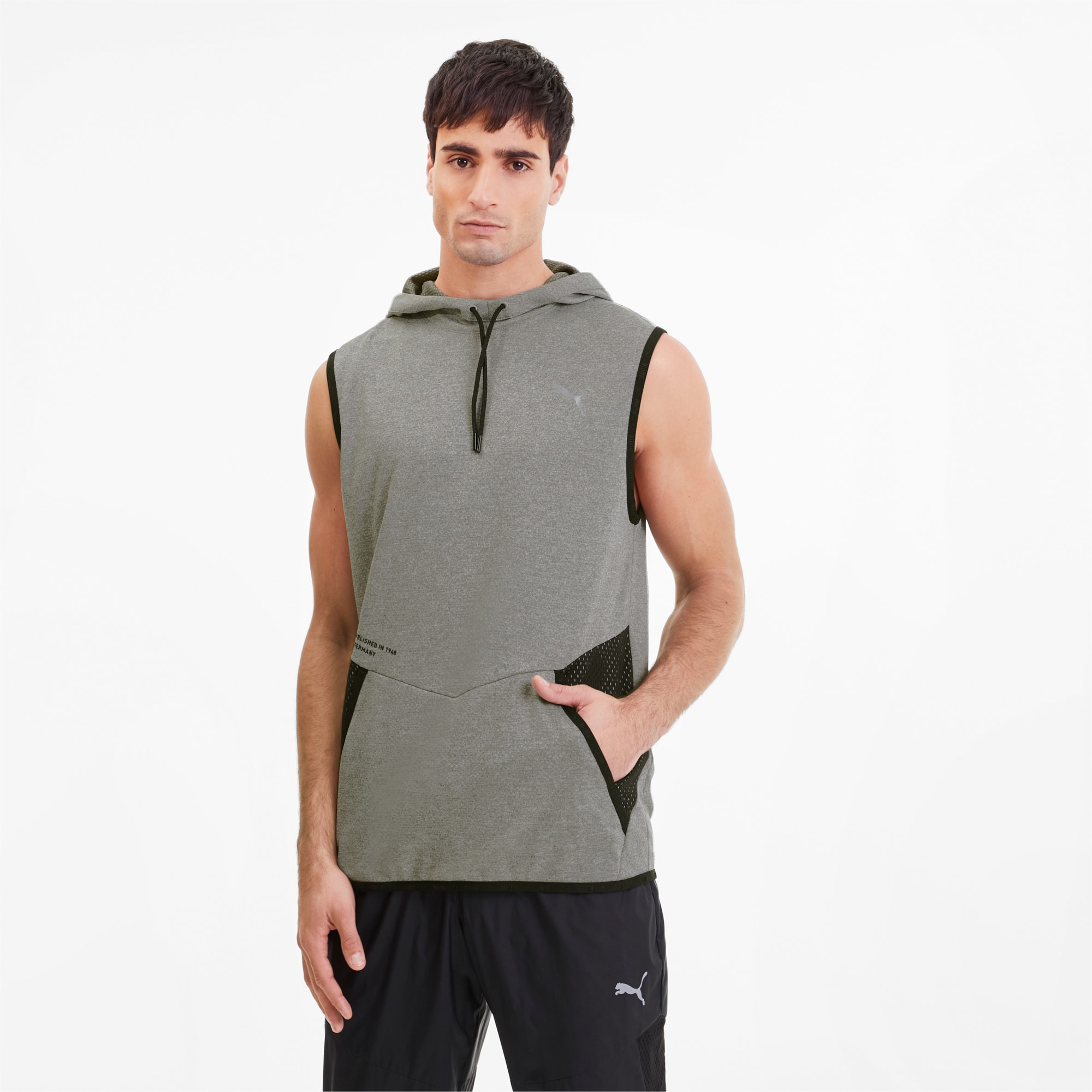 puma sleeveless hoodie mens