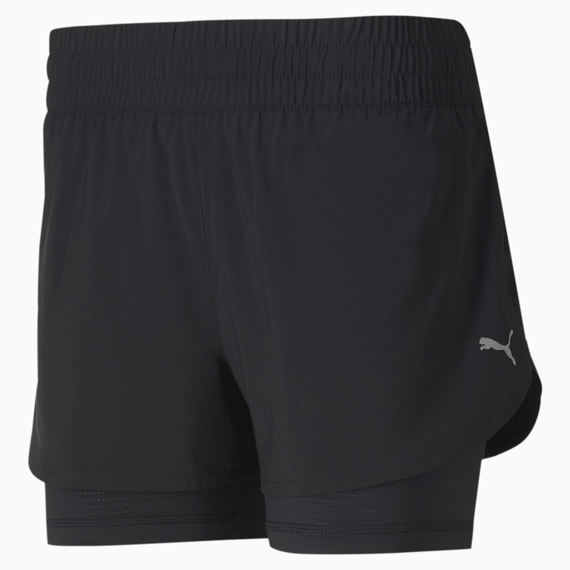 2 in 1 Women's Woven Running Shorts, black