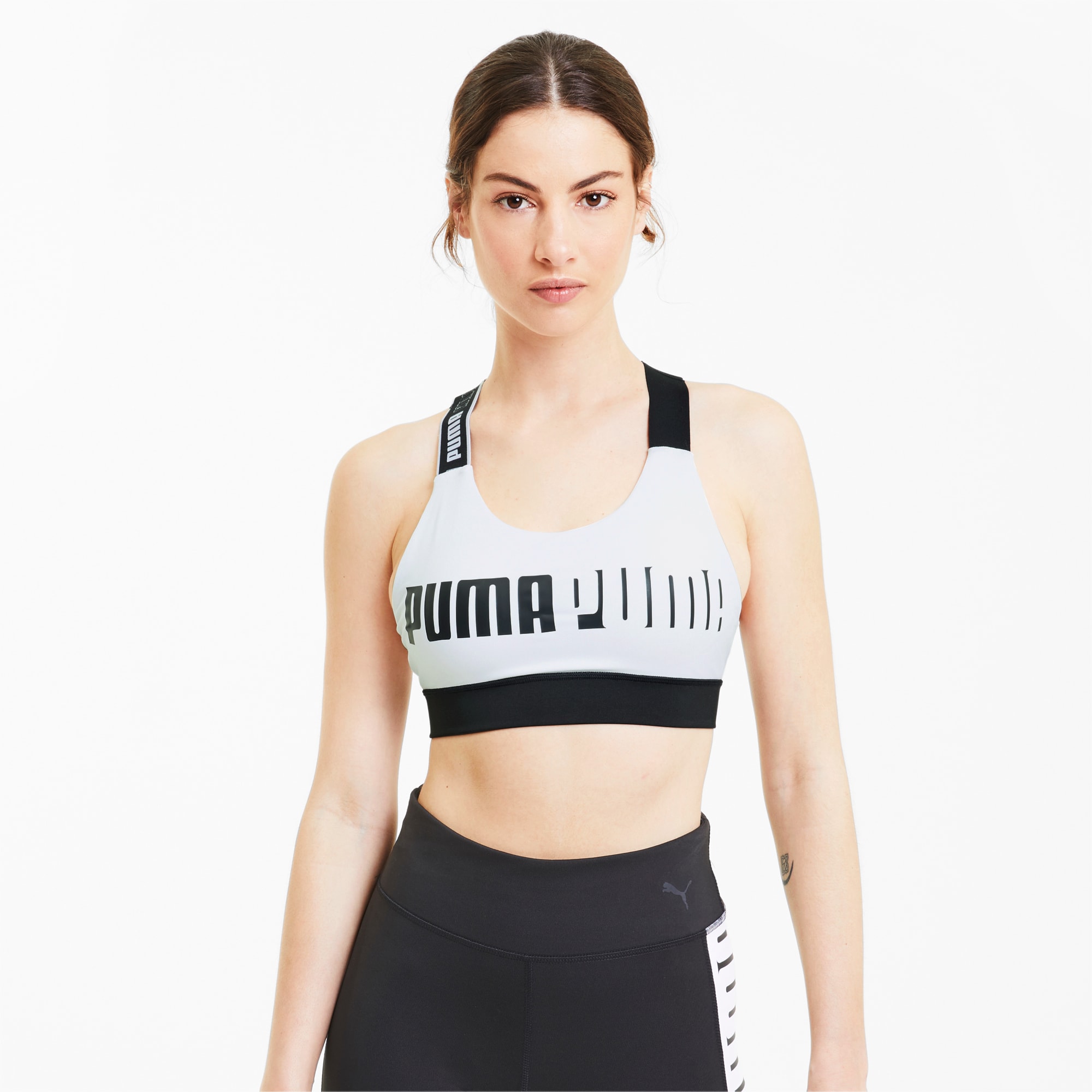 Puma High-Neck Racerback Mid-Impact Sports Bra - Macy's