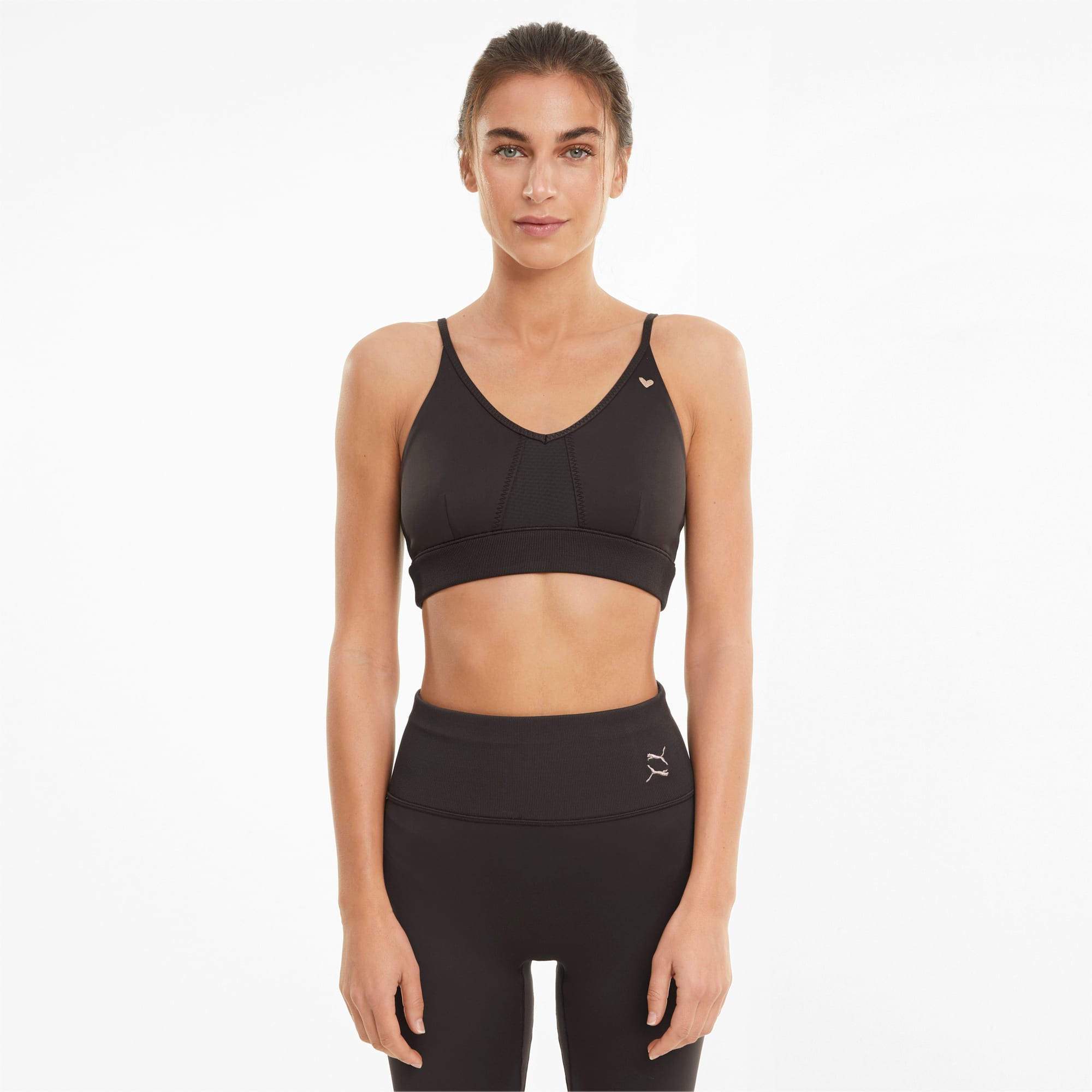 PUMA EXHALE STUDIO BRA, Dark brown Women's Sports Bras