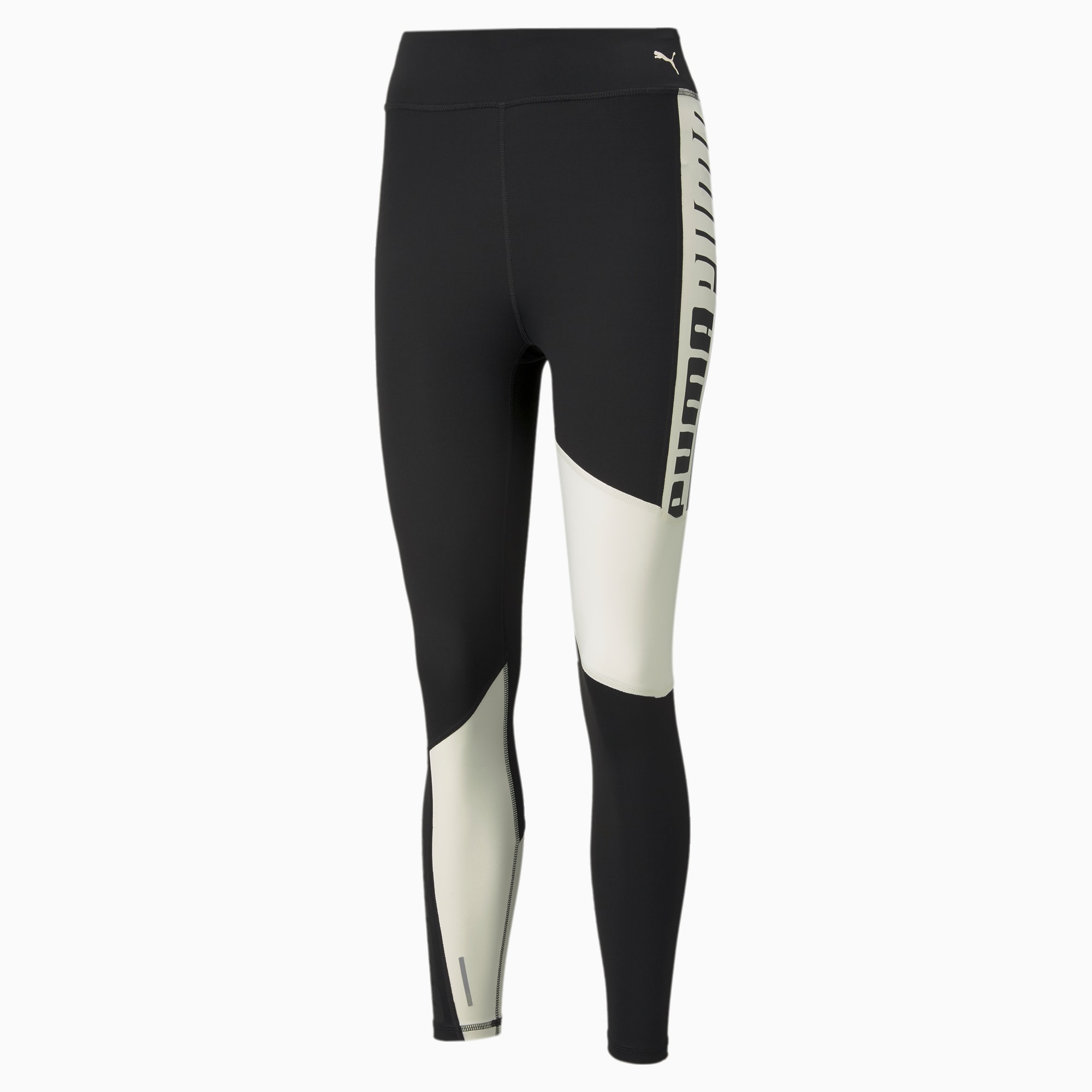 Favourite Logo High Waist 7/8 Women's Training Leggings, Puma Black-Eggnog, large-SEA
