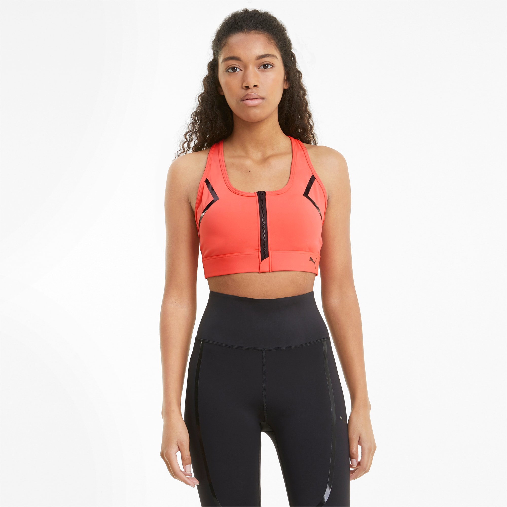 Front Zip Women's High Impact Bra, Georgia Peach, large-SEA