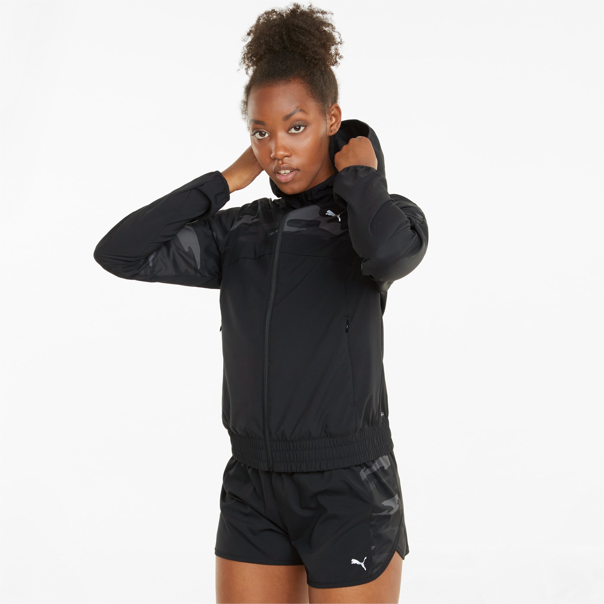 Graphic Hooded Women s Running Jacket