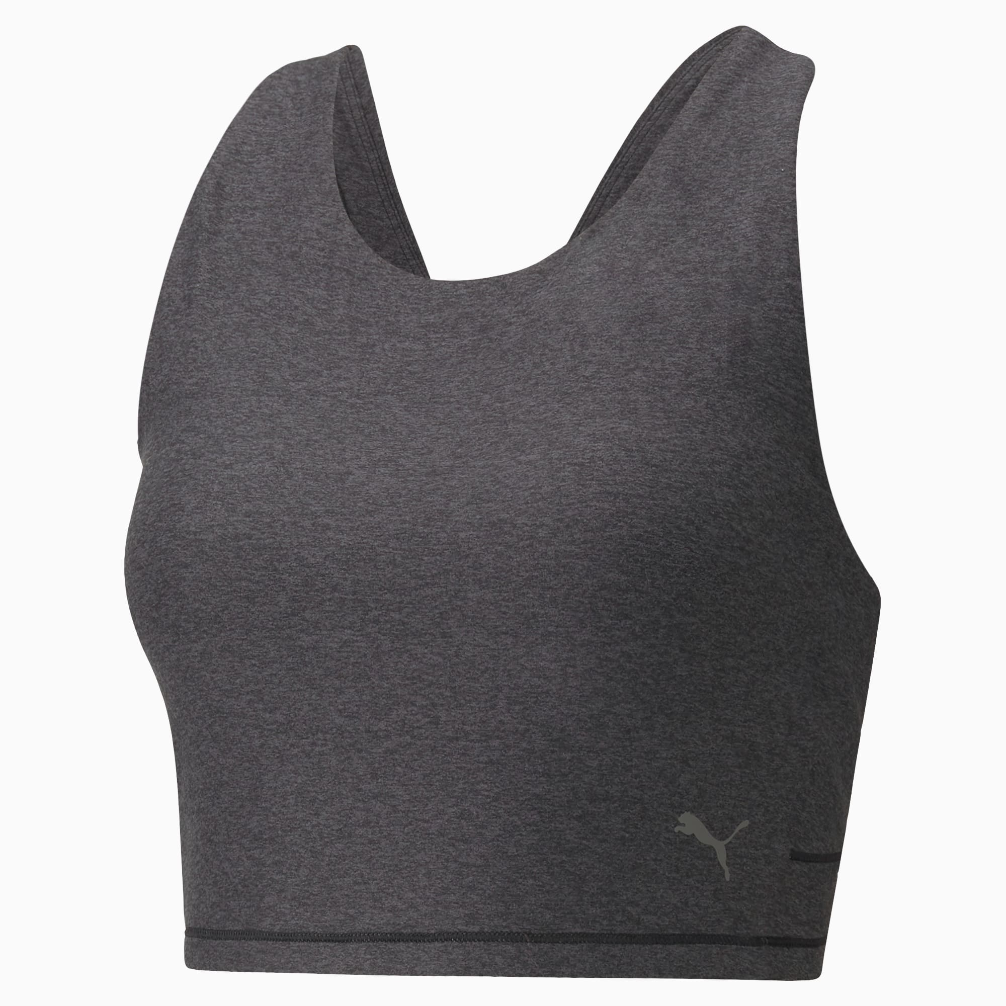 STUDIO Yogini Luxe Racerback Women's Training Crop Top, Dark Gray Heather, large-SEA