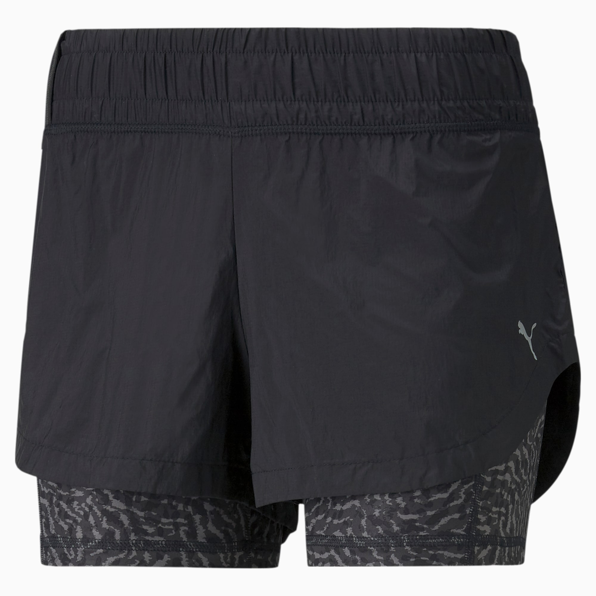 2 in 1 Women's Woven Running Shorts, black