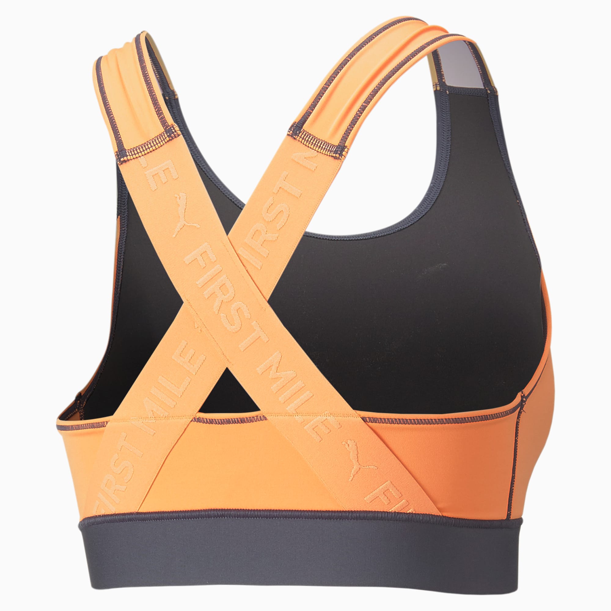 Puma Black Polyester Logo Print First Mile Sports Bra