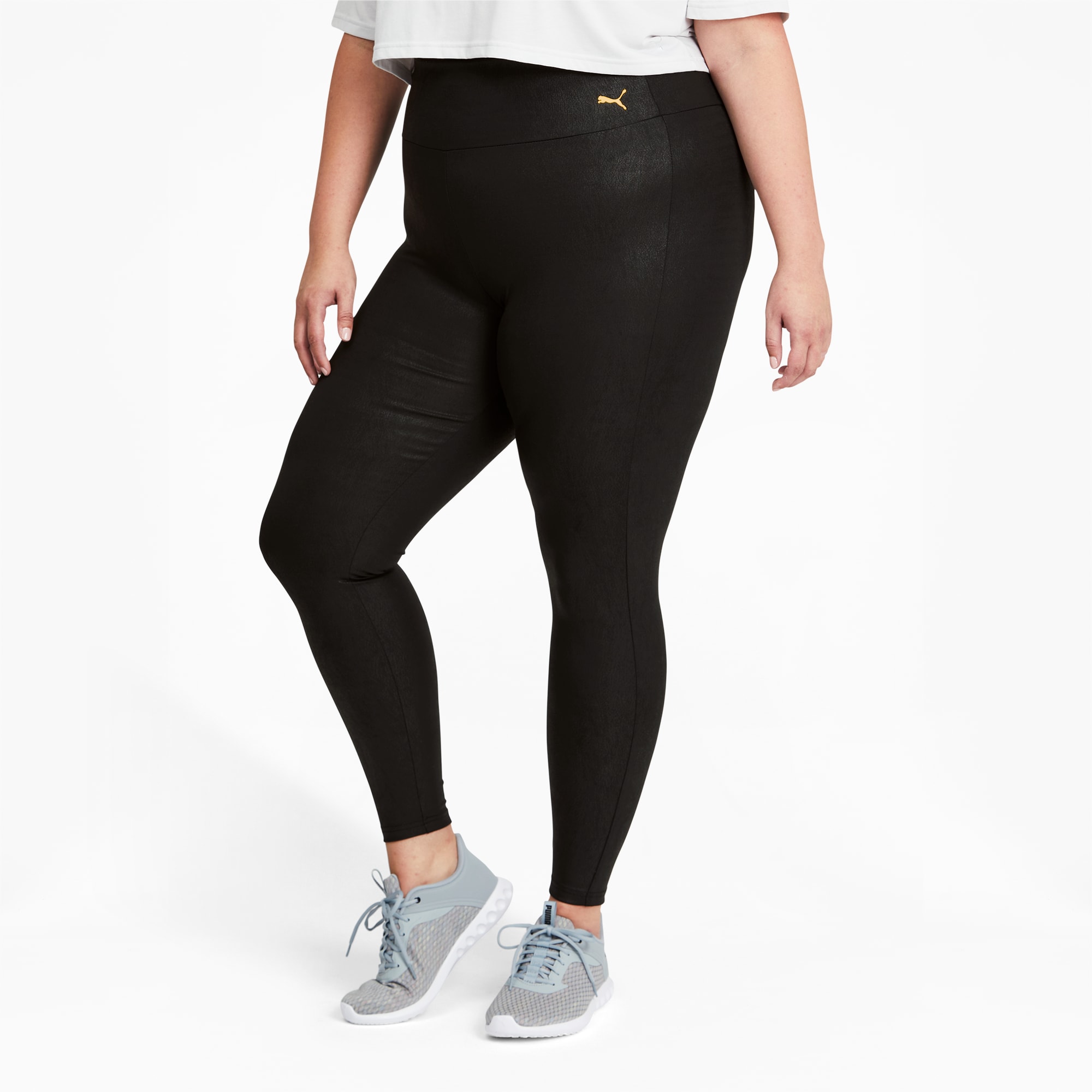 Puma Women's Moto Tight Black Gold Leggings Workout Active Wear