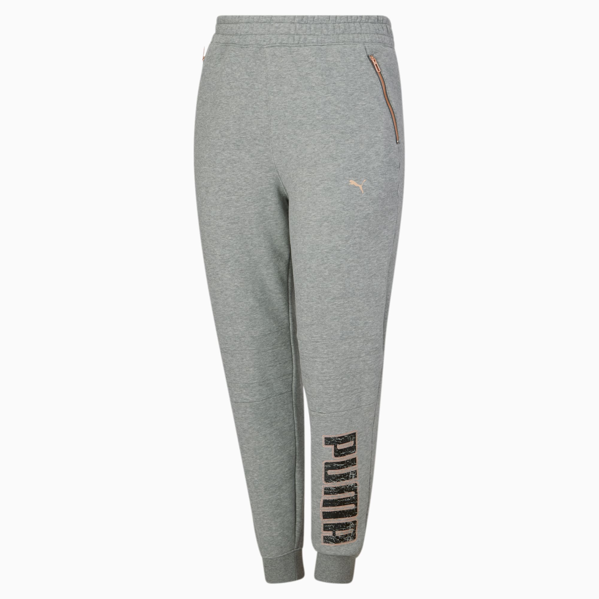 Girls grey puma tracksuit hotsell