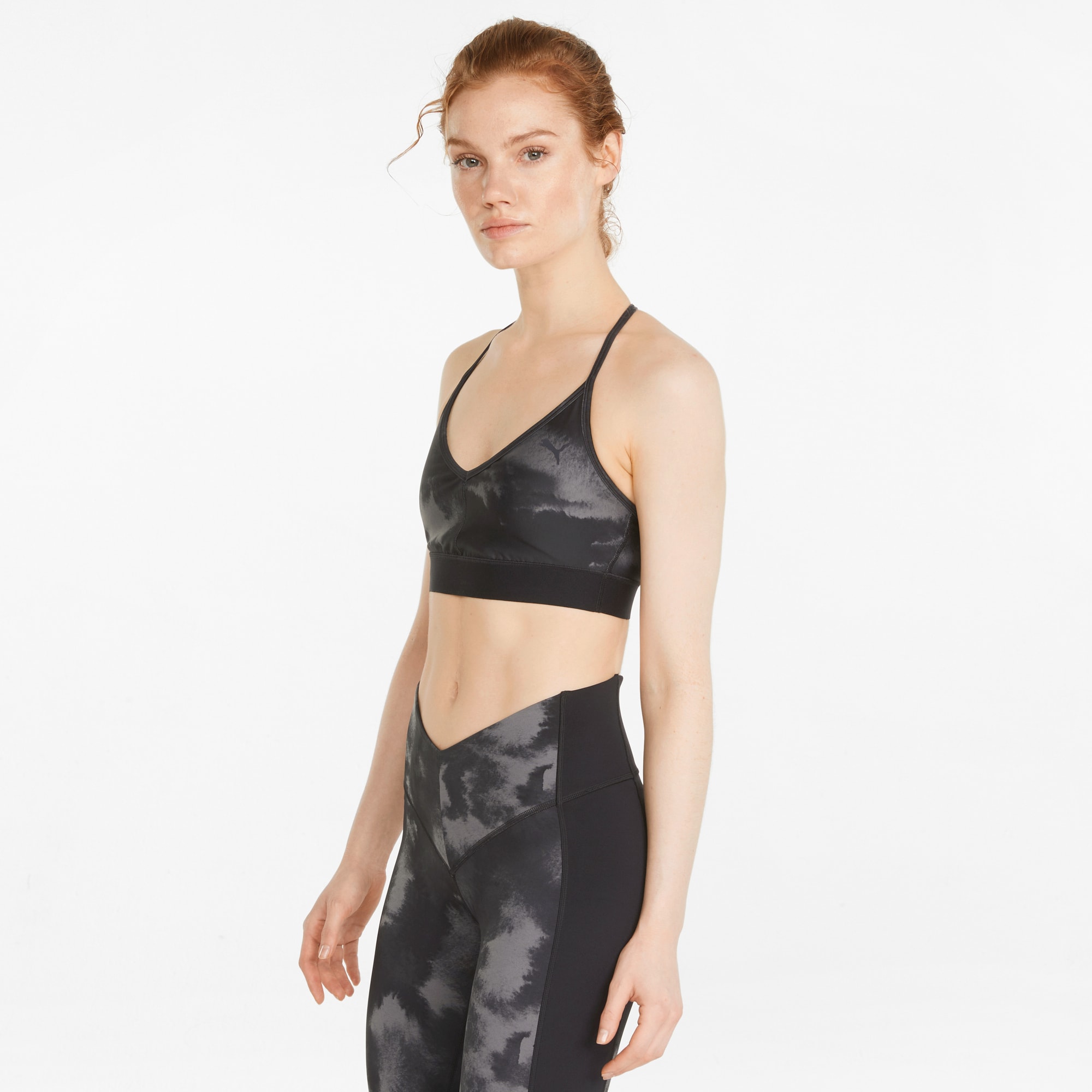 Puma Training mid support sports bra in black