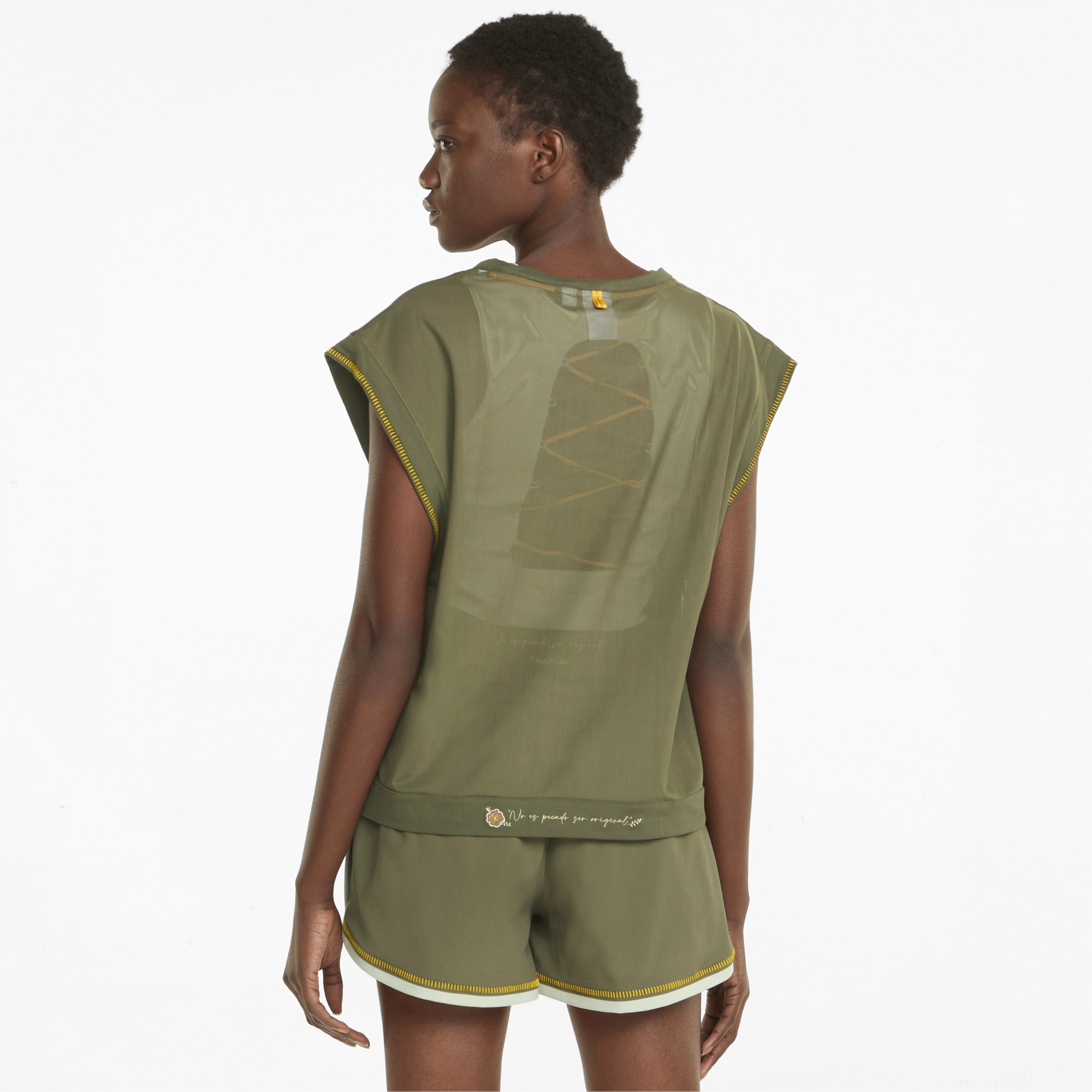 PUMA Synthetik X FRIDA KAHLO Trainings-T-Shirt mit kurzen Ärmeln in Grün Damen Bekleidung Oberteile T-Shirts 