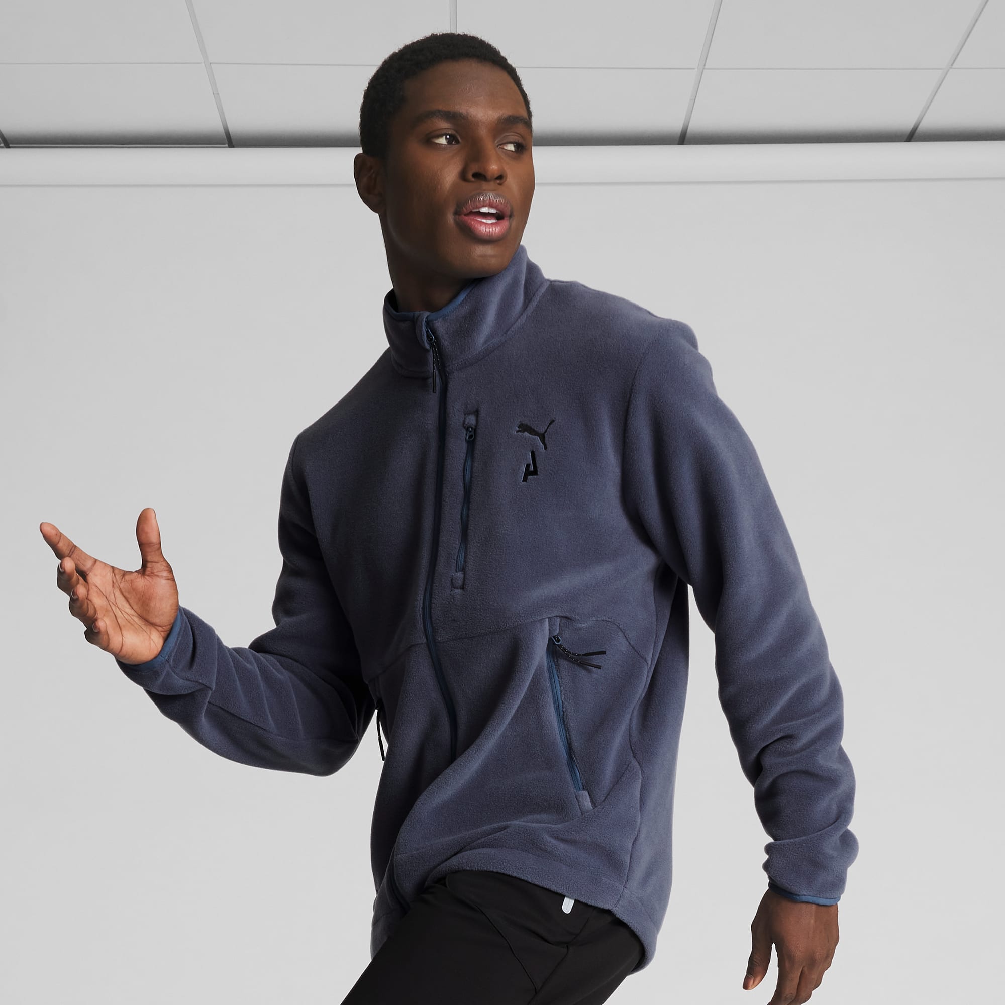 Zip fleece men discount