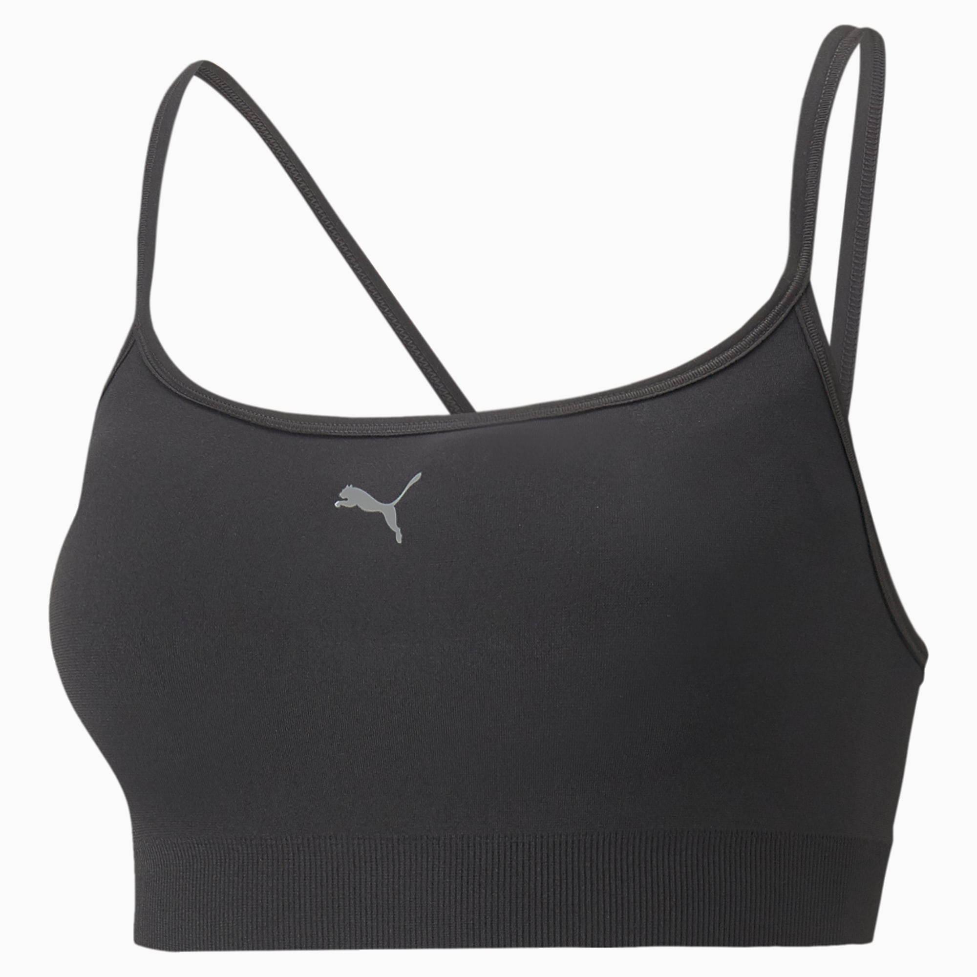 PUMA Women's Seamless Sports Bra, Black/Metallic, Medium : Buy