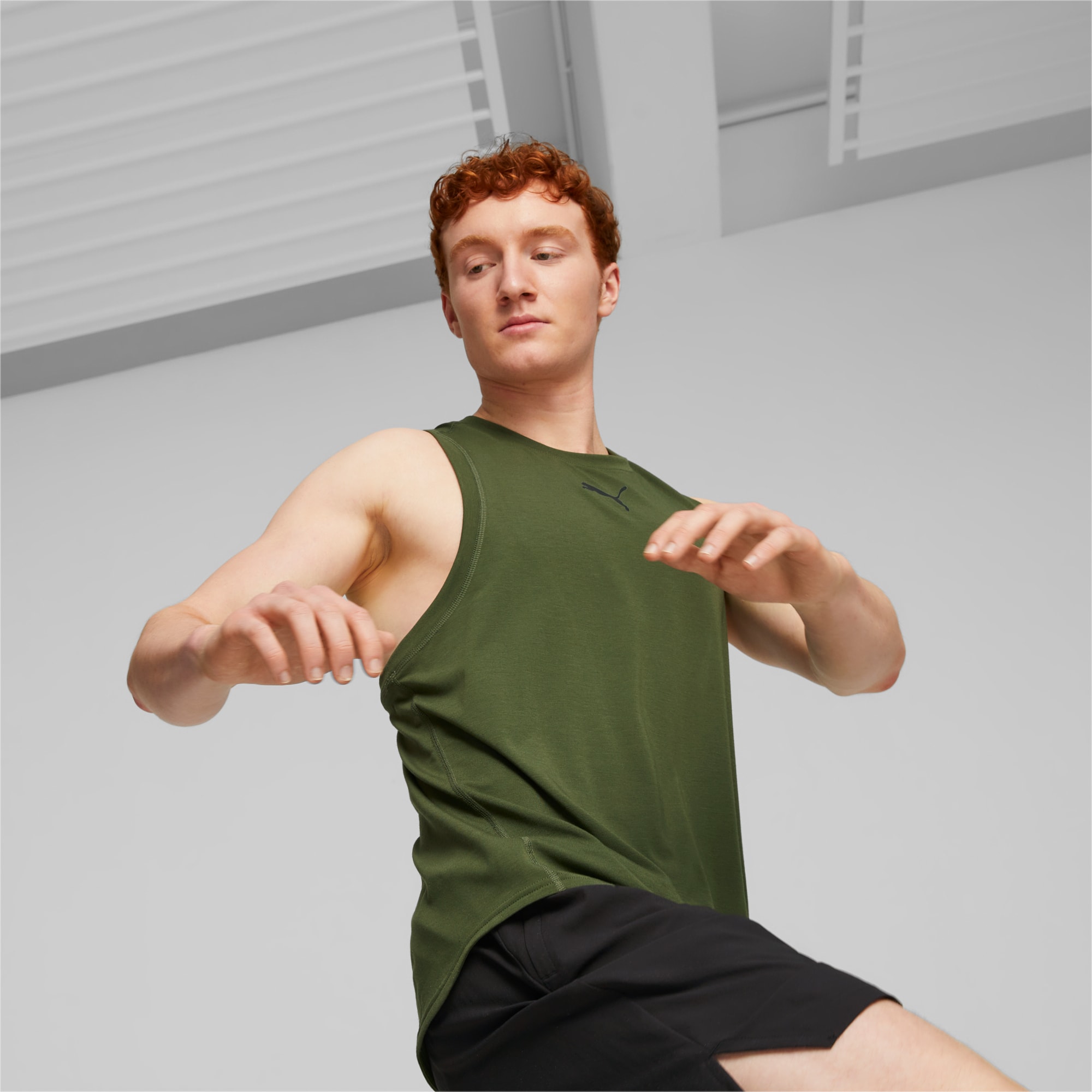 Gymshark Cotton Blend Running Training Tank Top (Men's Small) Green
