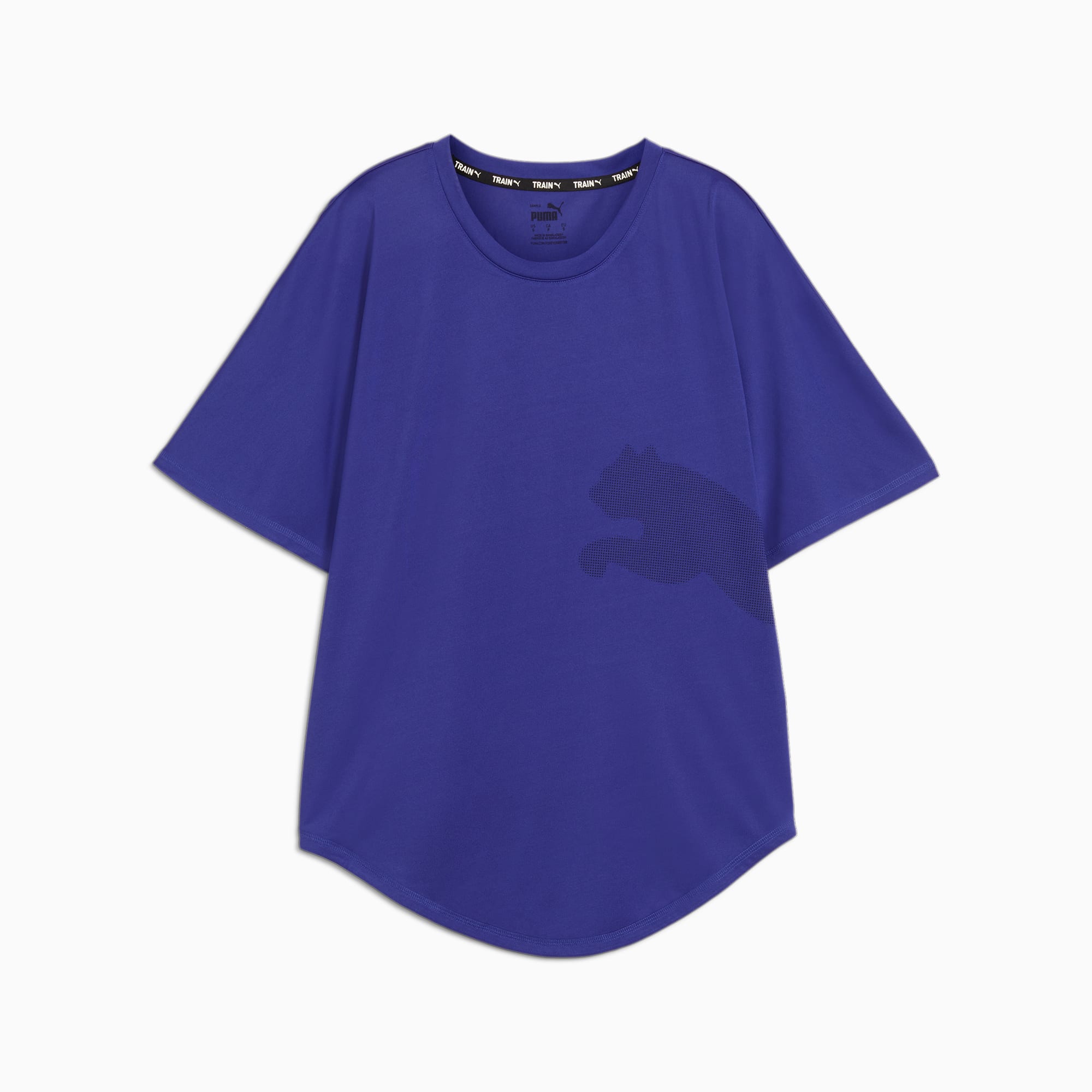 Train All Day Women's Big Cat Tee, Lapis Lazuli, large-IDN