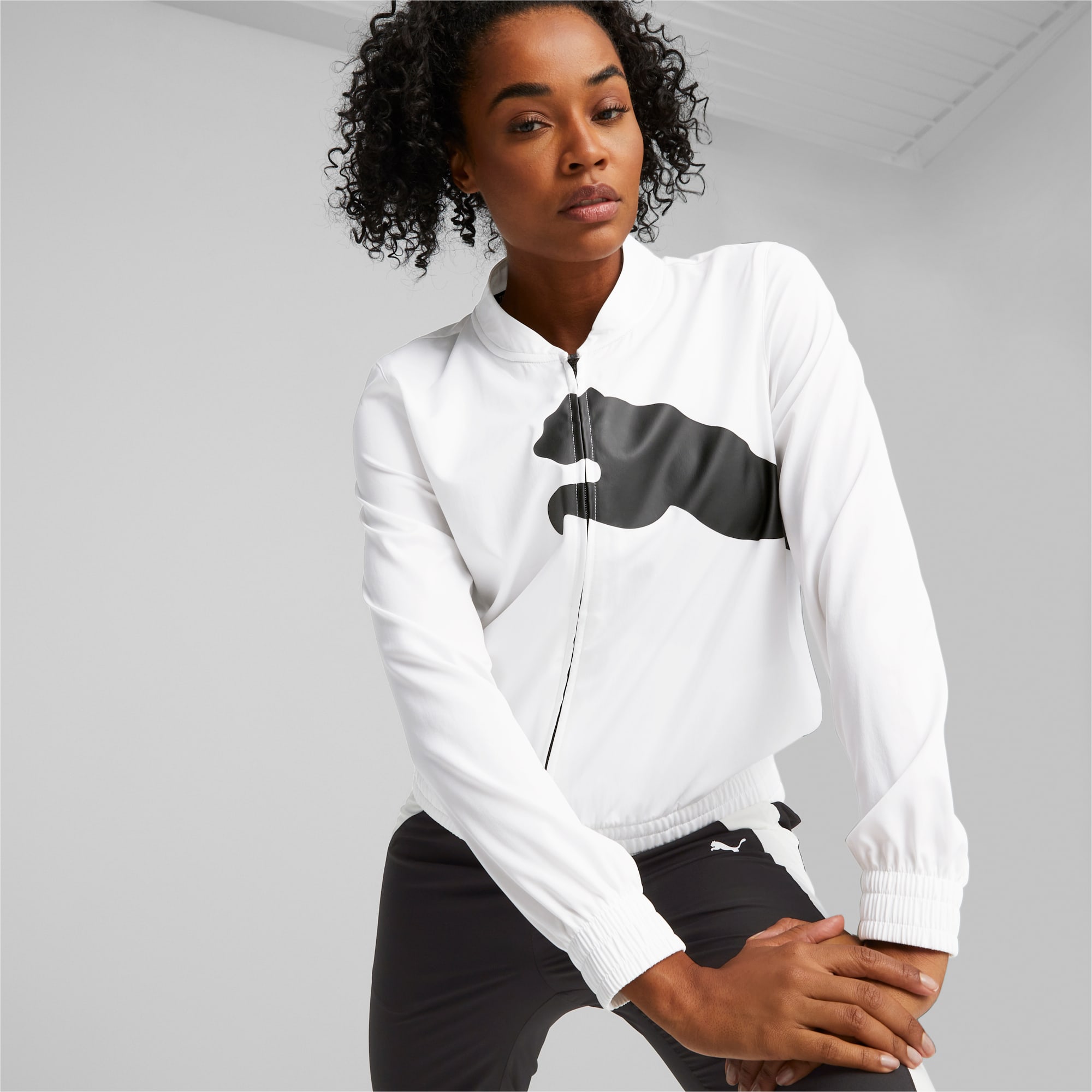 Train All Day Women s Big Cat Jacket PUMA White PUMA Black