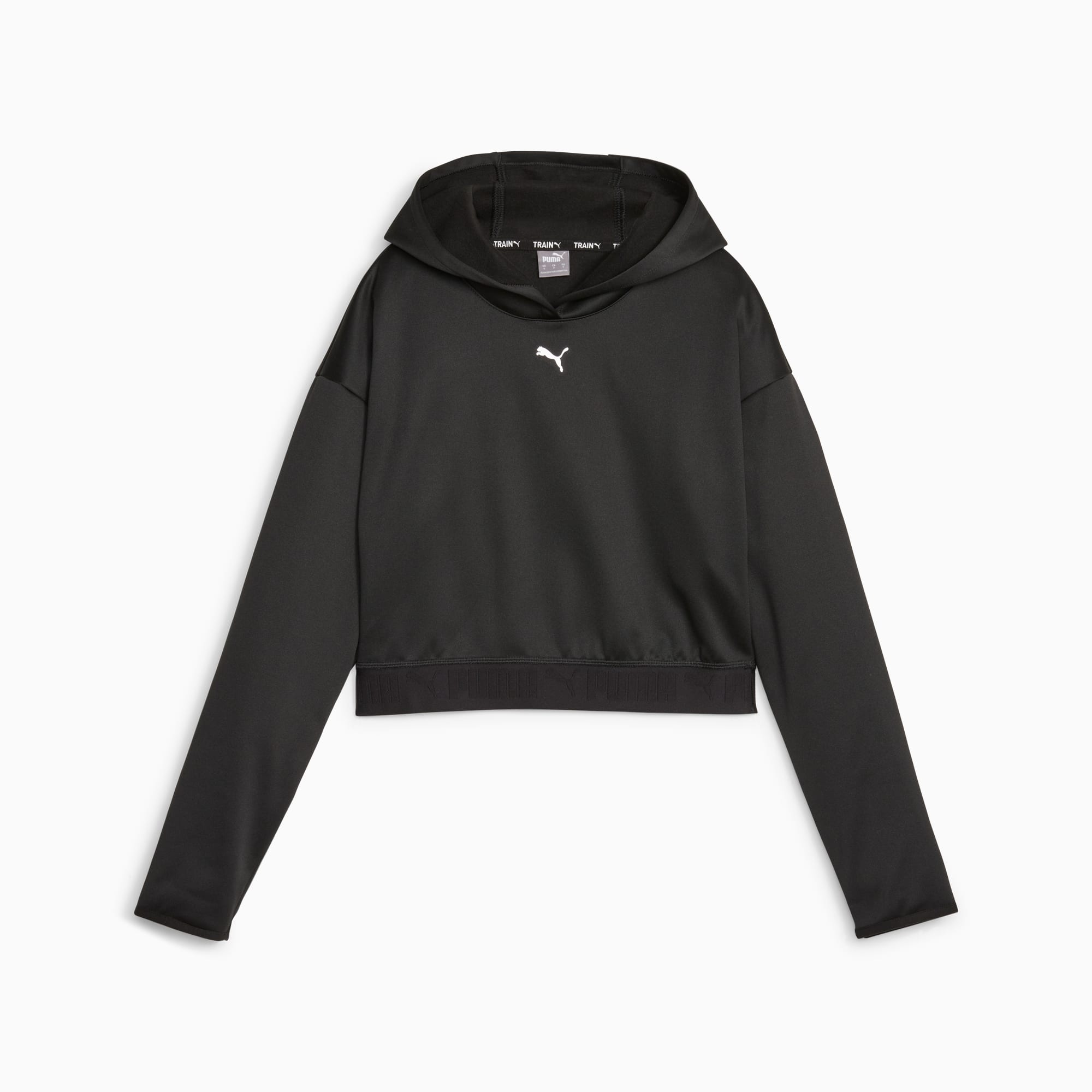 Puma heavy fleece cropped hoodie white clearance