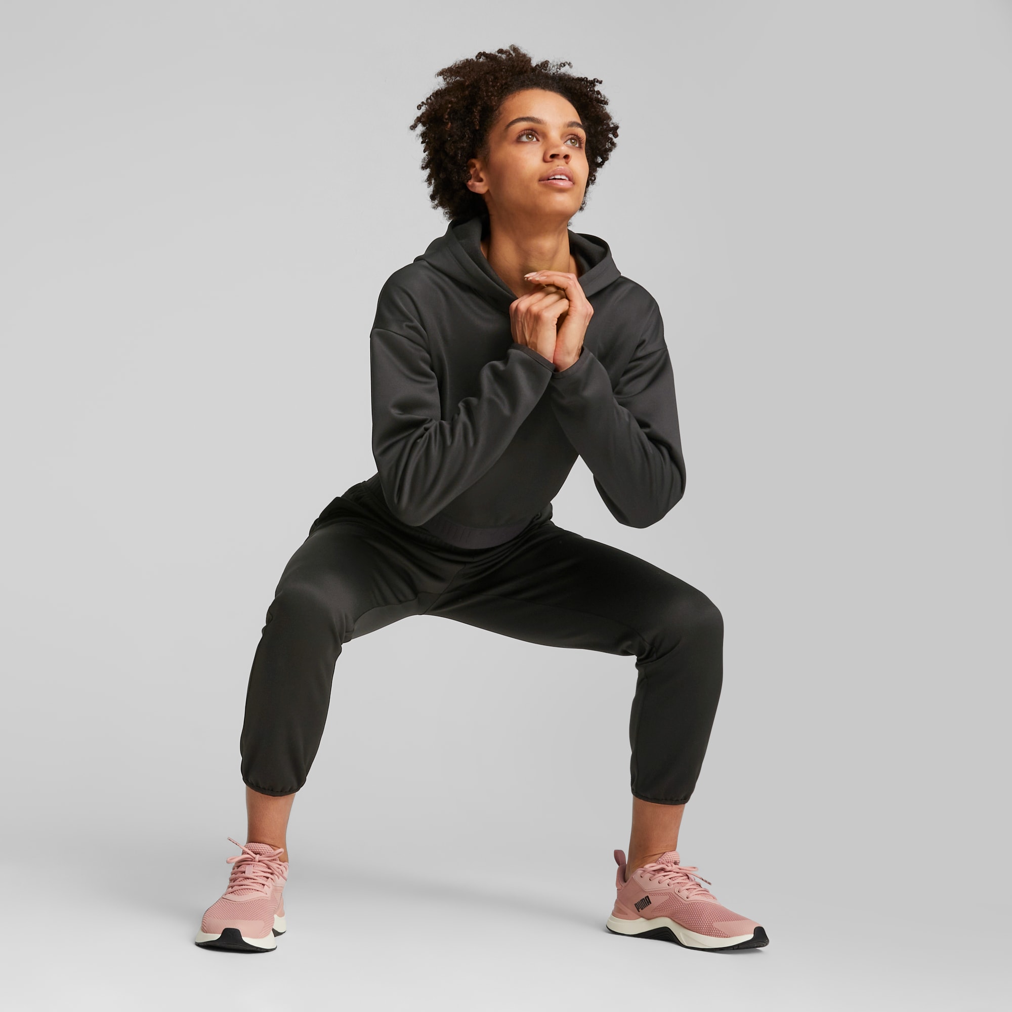 Puma heavy fleece cropped hoodie white top