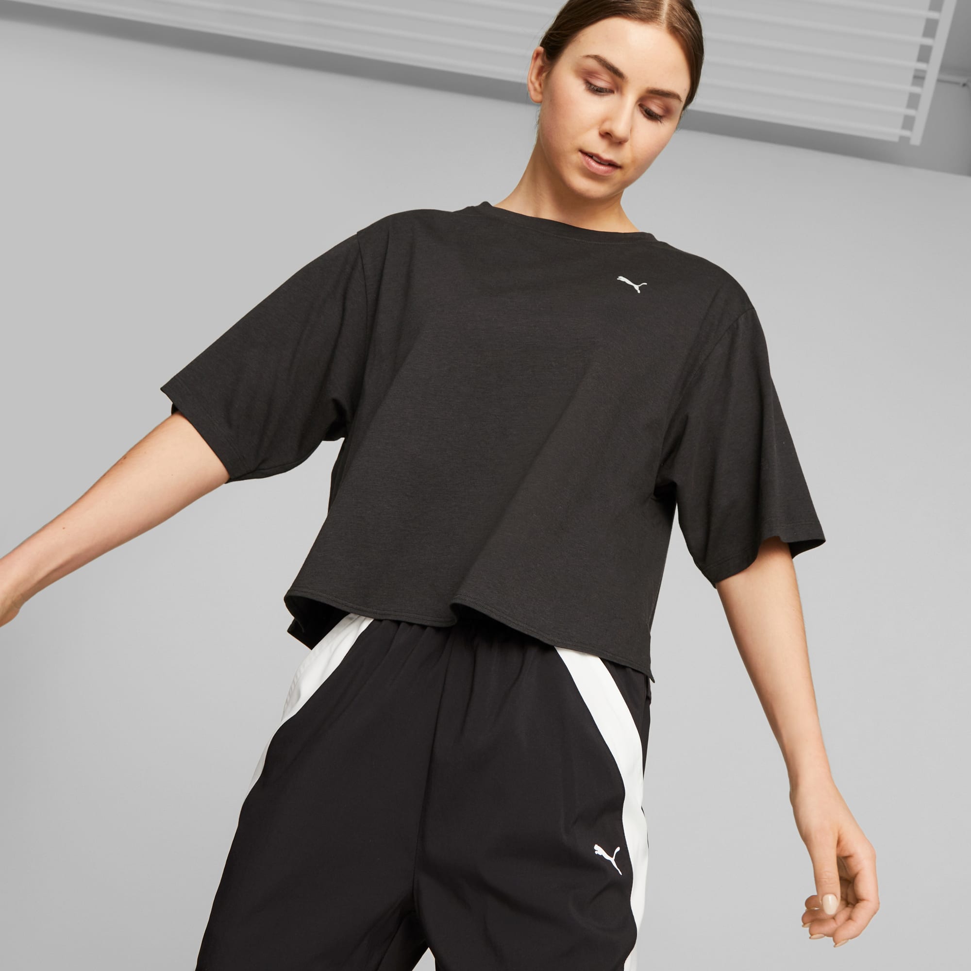 Train essentials cropped leggings in cotton mix, black, Adidas Performance