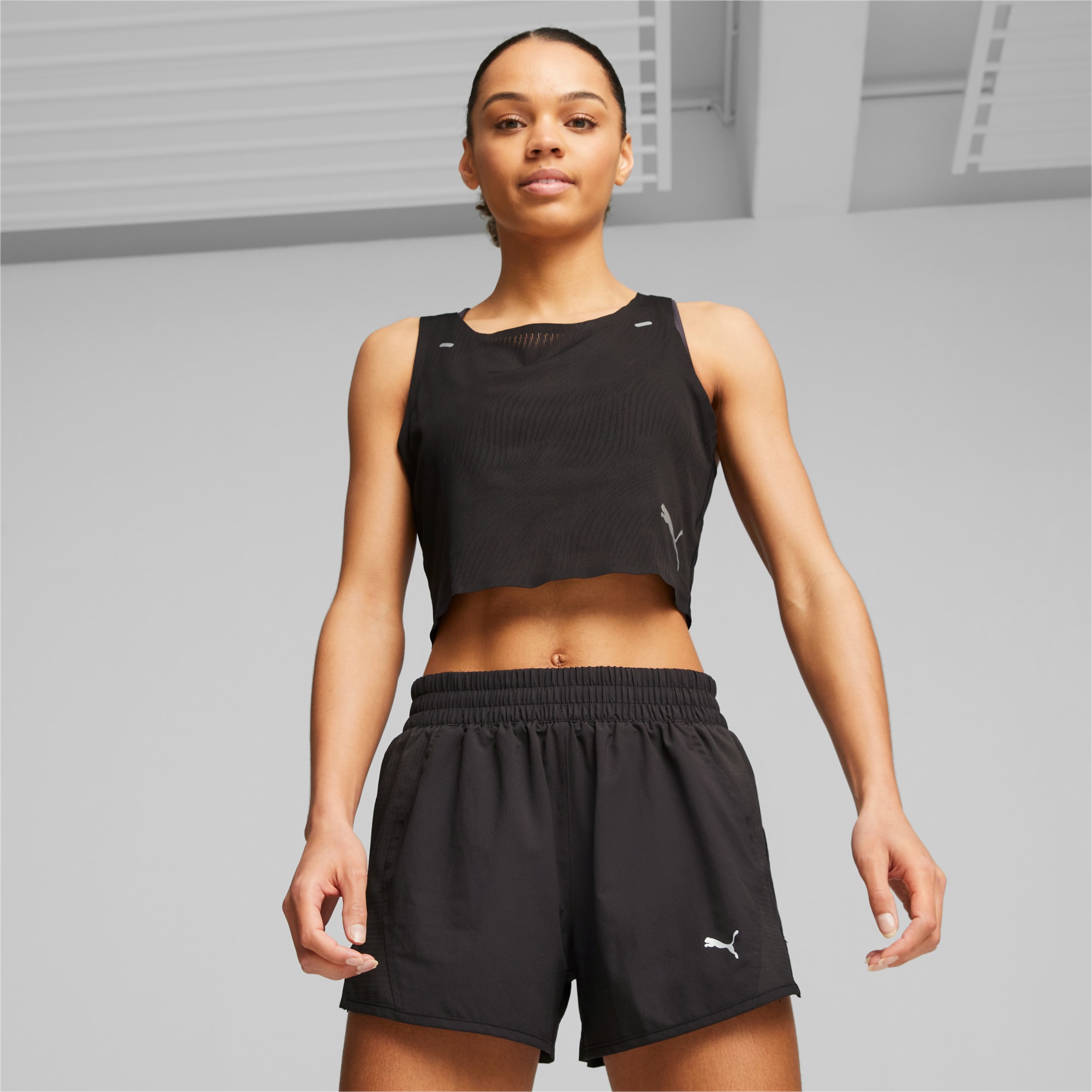 Women's Cardio Fitness Cropped Tank Top - Black