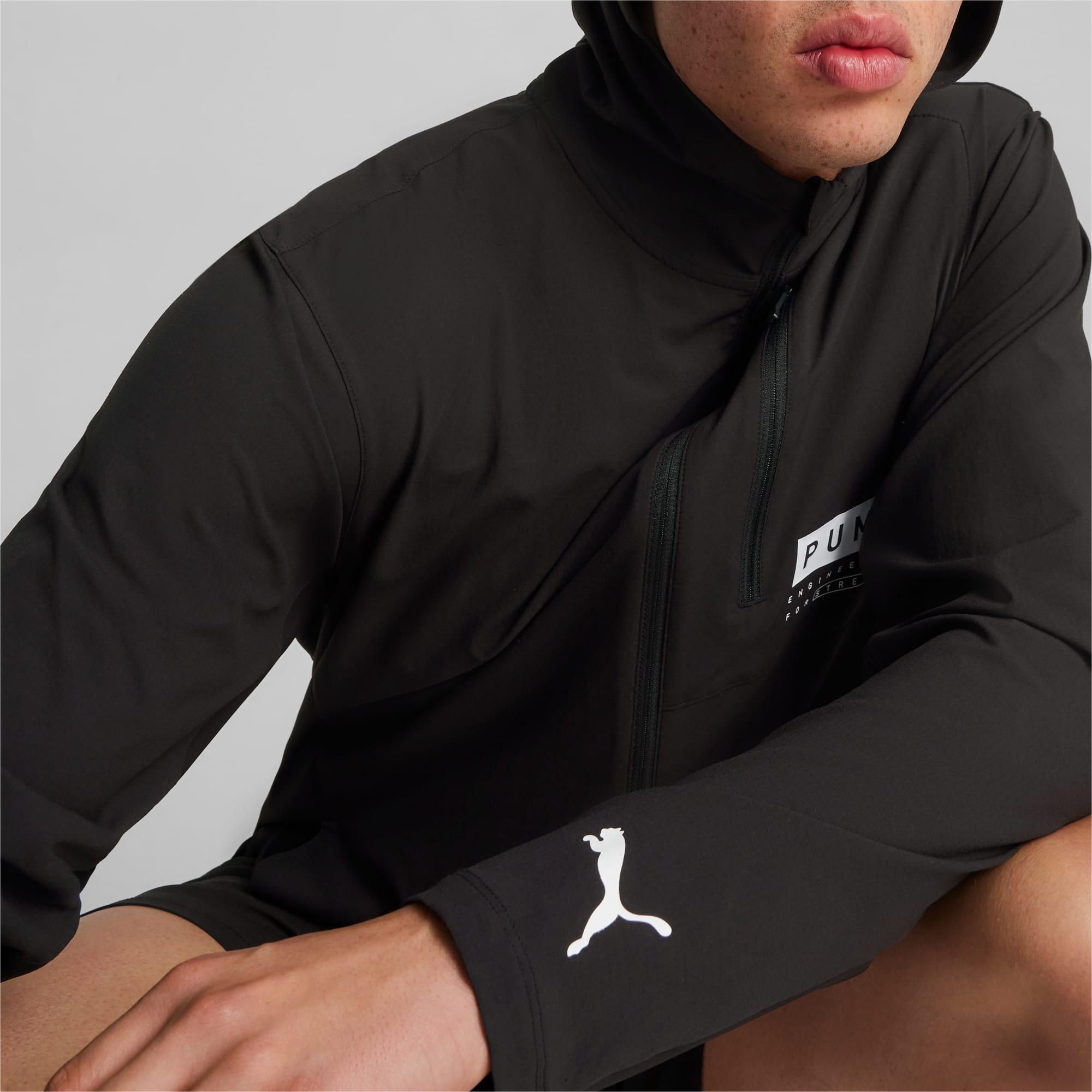Puma packable hooded sale jacket in black 85162101
