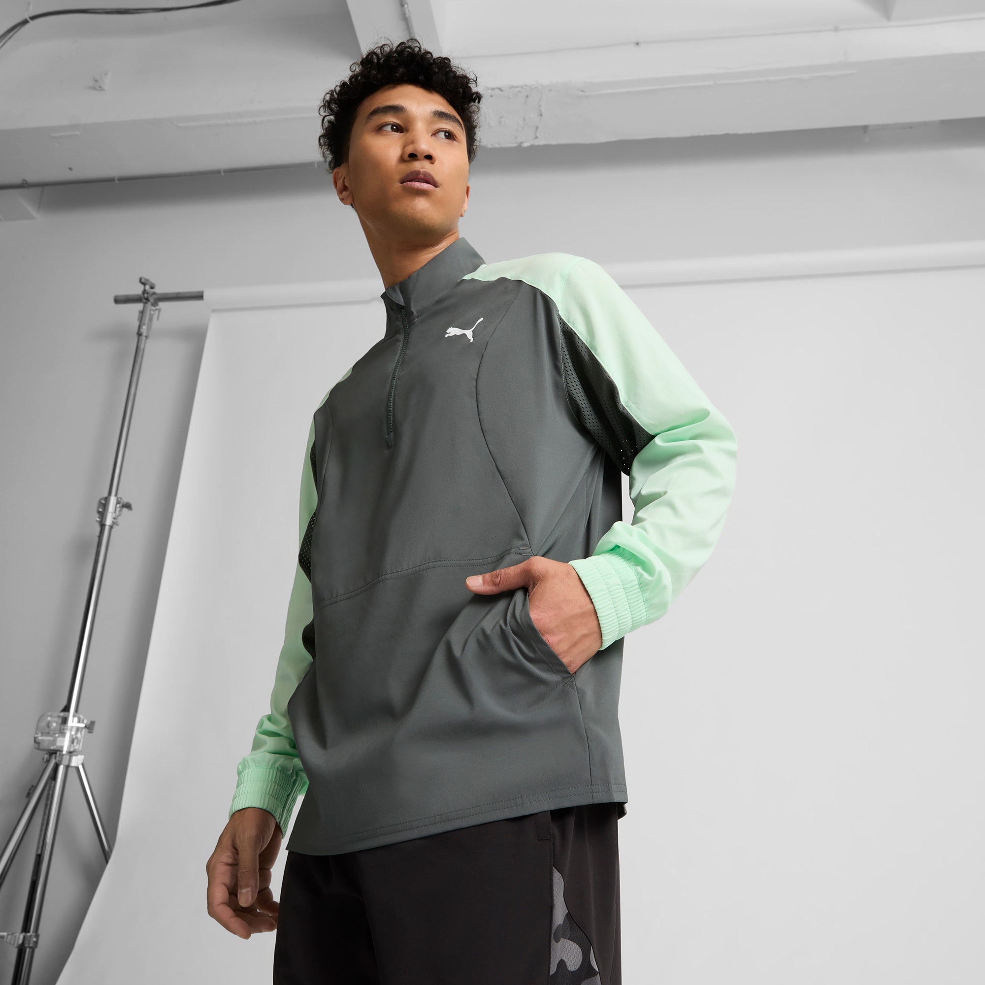 Puma mens sweatpants quarter zip discount