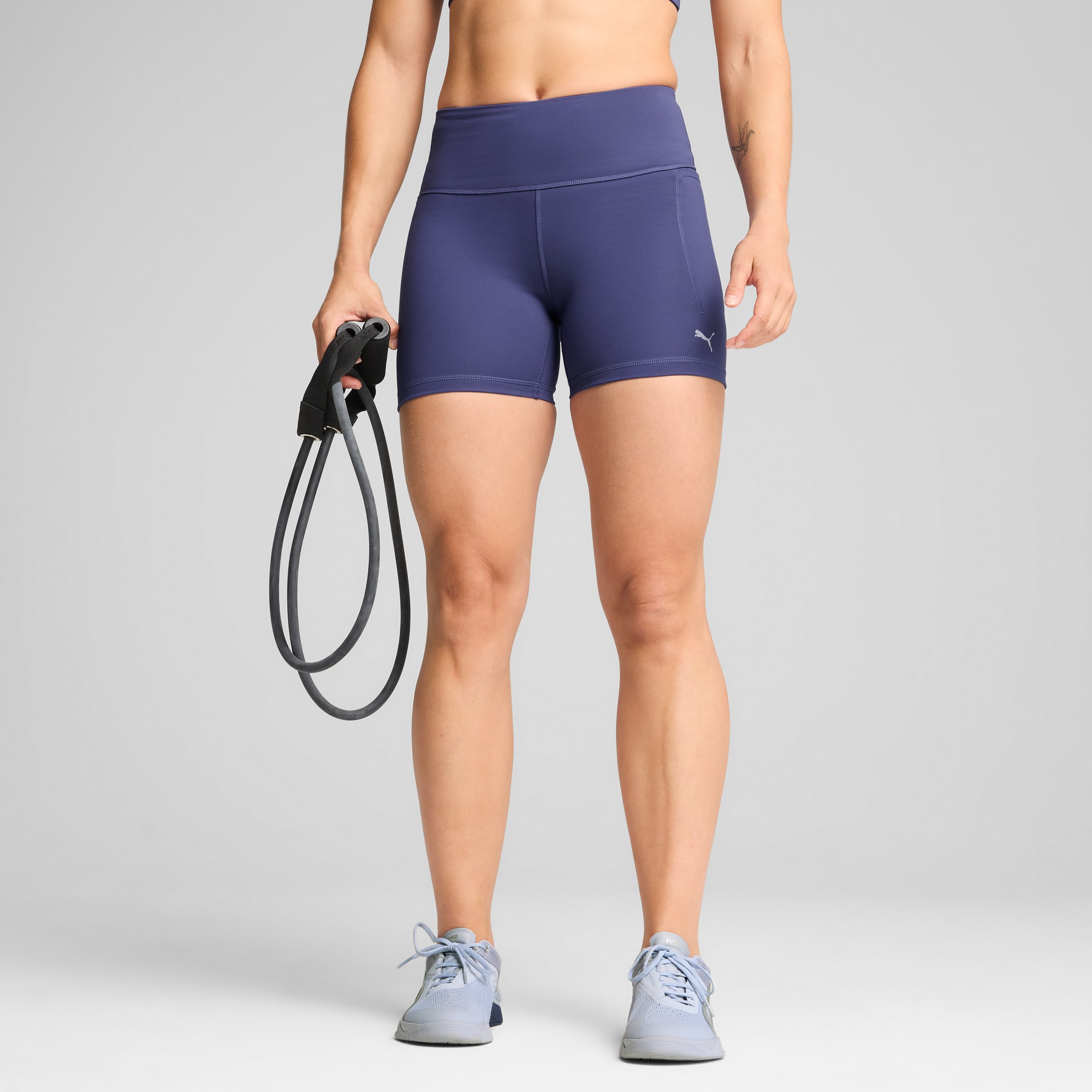 CLOUDSPUN High-Waist 5" Tight Shorts Women, Blue Crystal, large