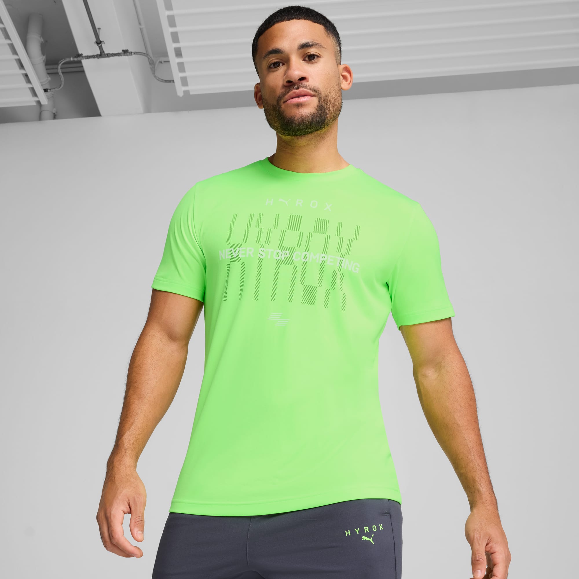PUMA x HYROX Train All Day Tee Men, Green Glare, large-SEA