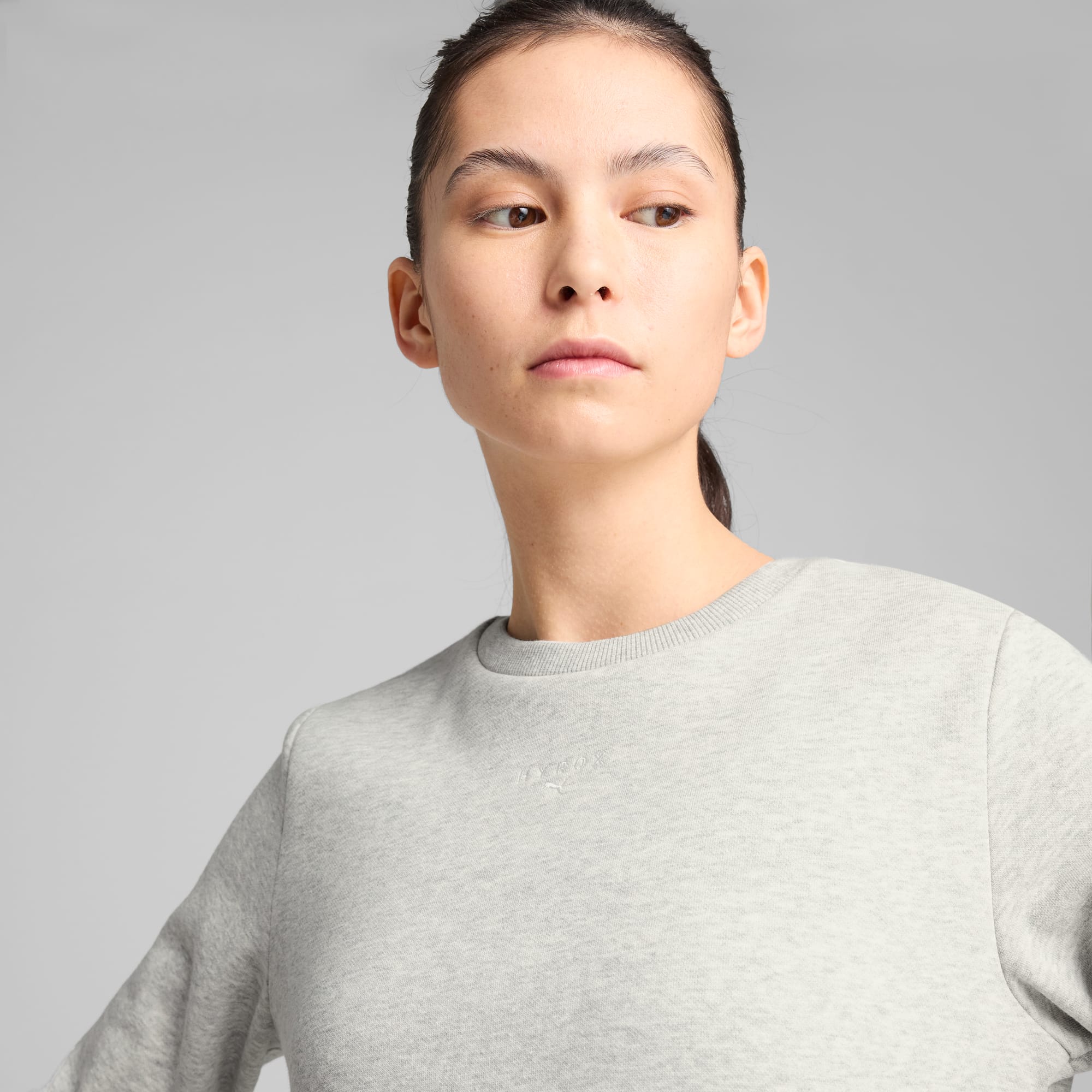 PUMA x HYROX Crew Neck Top Women, Light Gray Heather, large