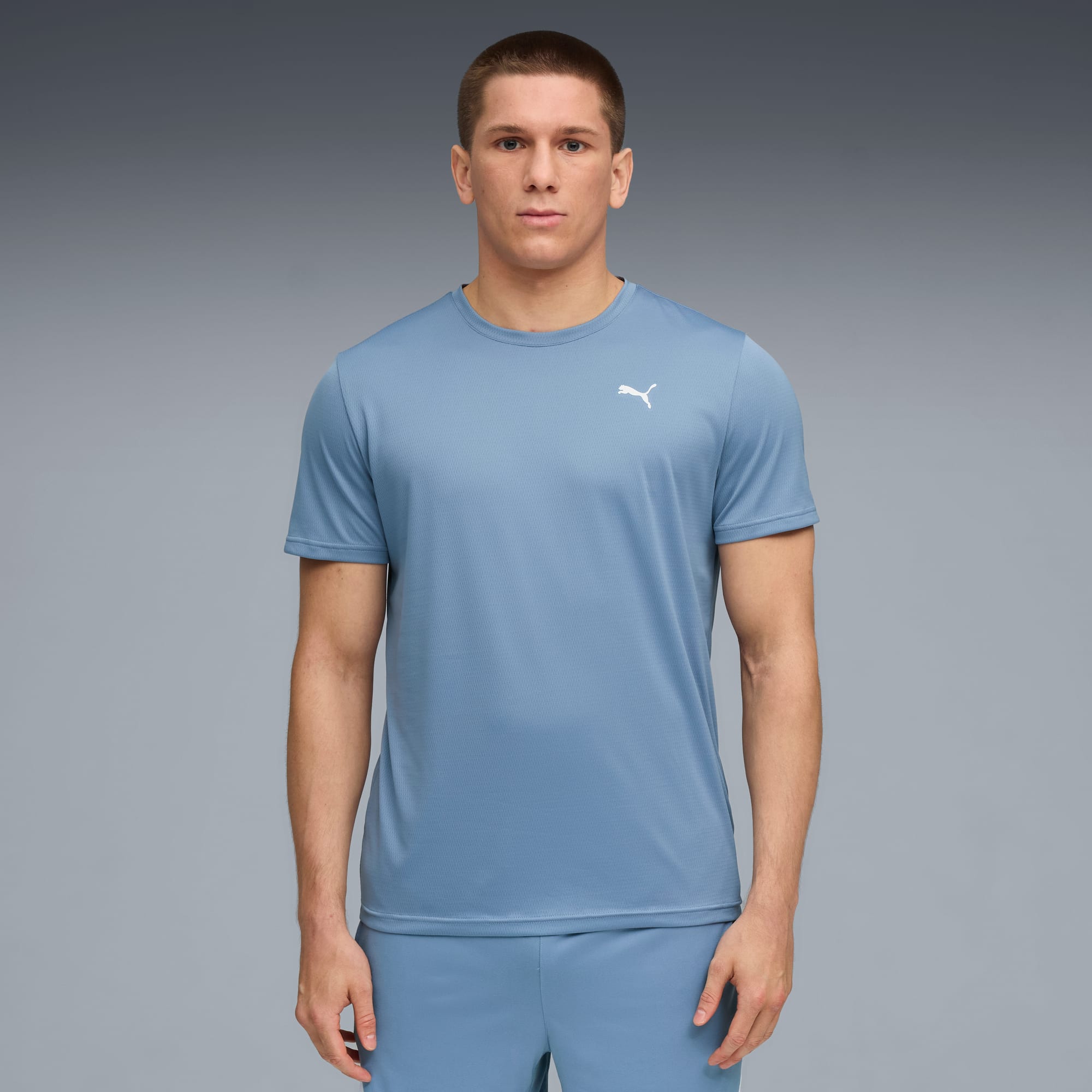 Train All Day Essentials Poly Texture Tee Men, Cool Blue, large-SEA